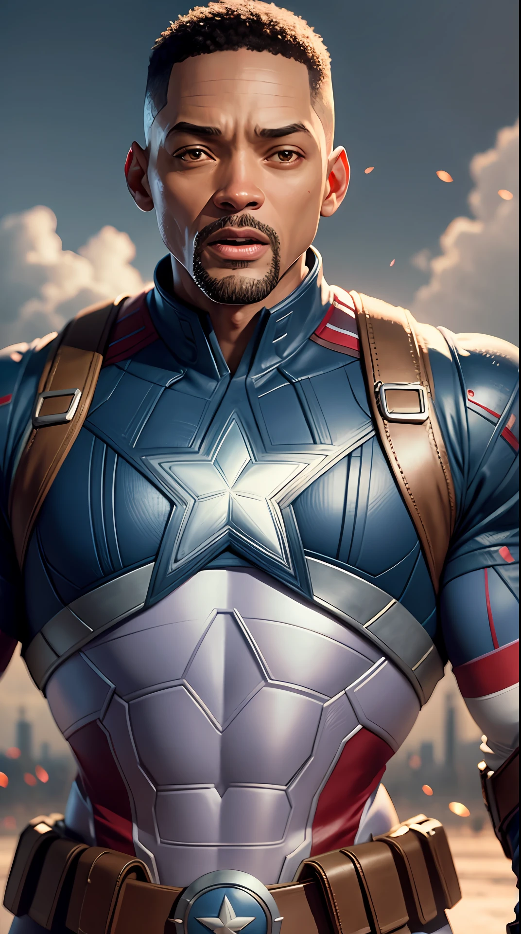 Create a Will Smith Character as Captain America in Super Realistic 8k Real Image --auto --s2