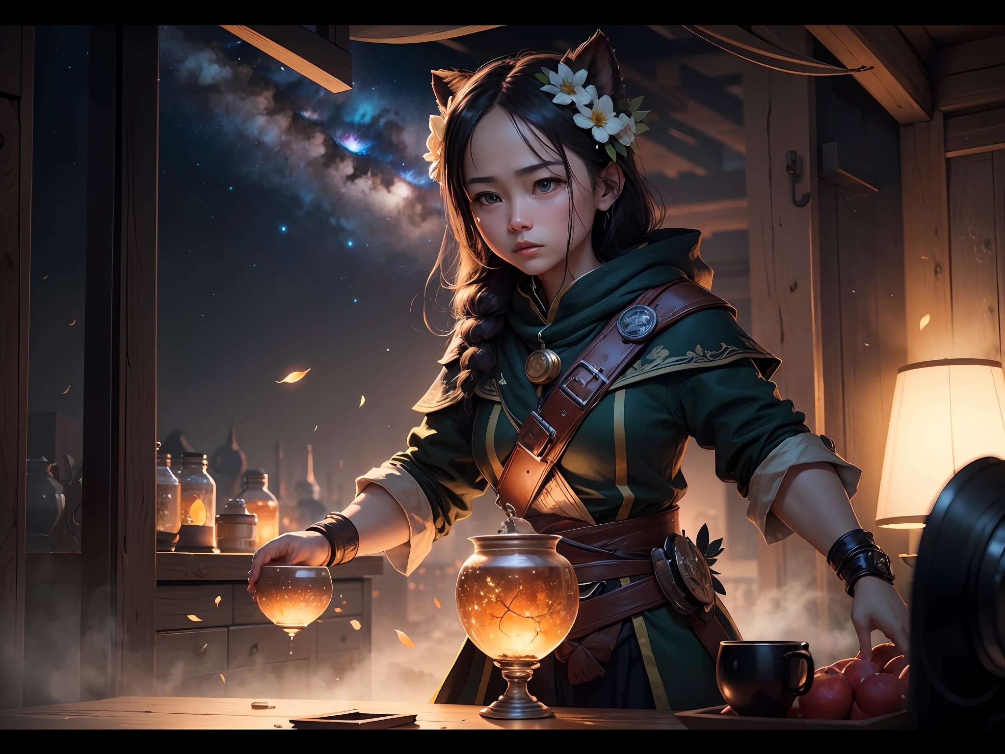 带有灯泡的相机特写，1080p，1 0 8 0 p，3 6 0 p，4 8 0 p，480p，12mpx，150mp，1 5 0 mp，3米，250mp，1 0 800万像素，mini\（ttp\）， （8k， RAW 照片， 最佳质量， 杰作：1.2）， In the universe, there is a flower with nebula star clusters as leaves and planets as fruits, masterpiece, best quality, high quality, epic composition, very detailed CG unity 8k wallpaper, oil painting, award winning photography, bokeh, depth of field, hdr, chromatic aberration, photorealistic, very detailed, trending on artstation, intricate, high detail, dramatic, midway art, volumetric lighting --auto --s2