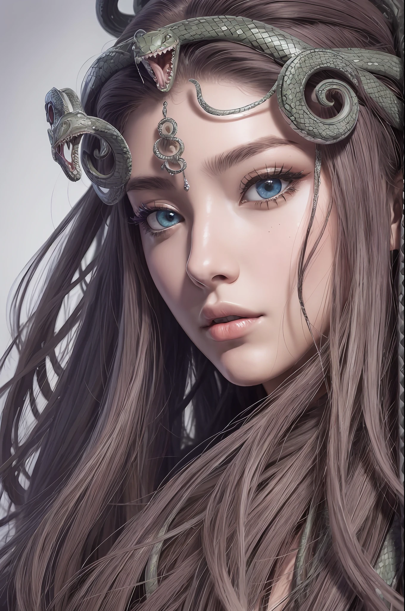 Absurd, ultra-detailed, high quality, detailed face, beautiful eyes, Medusa, the Gorgon, snake hair