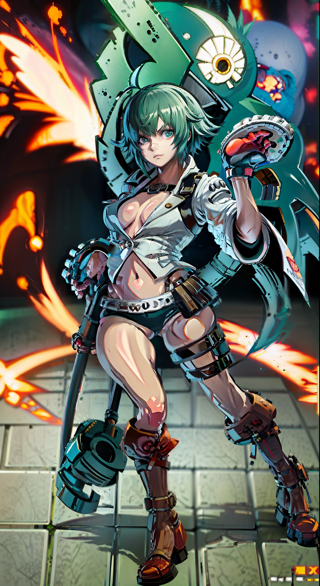 fighting game character, Guilty Gear Strive Style,Guilty Gear art style, video game character, official character art, fighter pose, official art