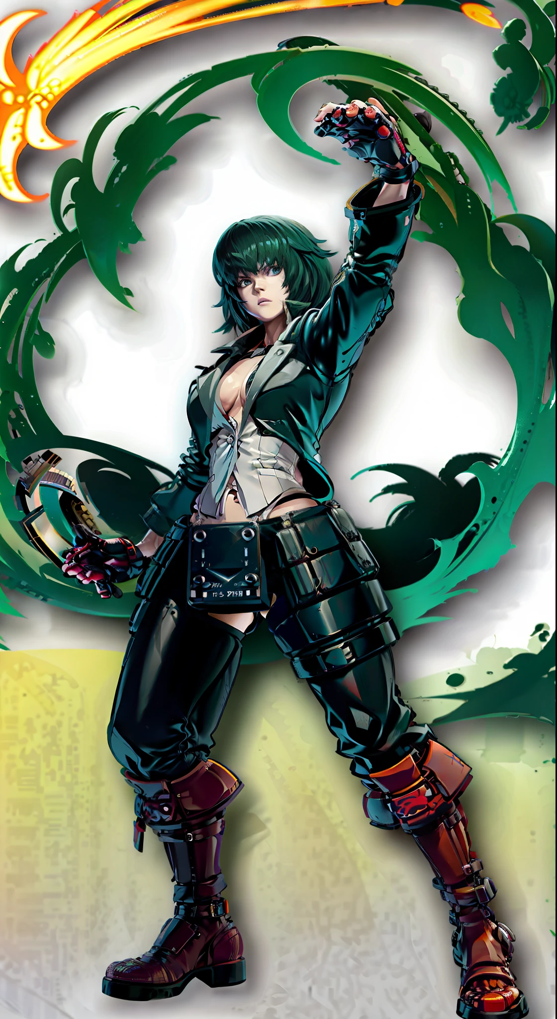 fighting game character, Guilty Gear Strive Style,Guilty Gear art style, video game character, official character art, fighter pose, official art
