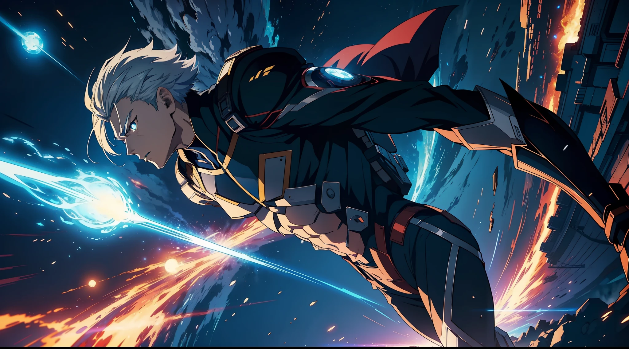 (8K anime:1.2),an epic starring a man with random powers,(epic animation style), with incredible visual effects,(futuristic background),a thrilling story. (male protagonist,superpower,forward animation,extraordinary fx,futuristic backdrop)
