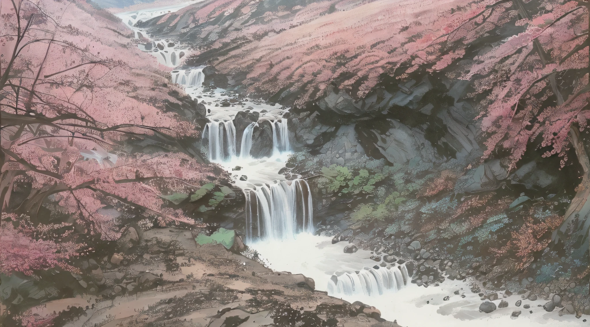 China splashes ink, majestic, mountains, waterfalls, forests, HD --auto --s2