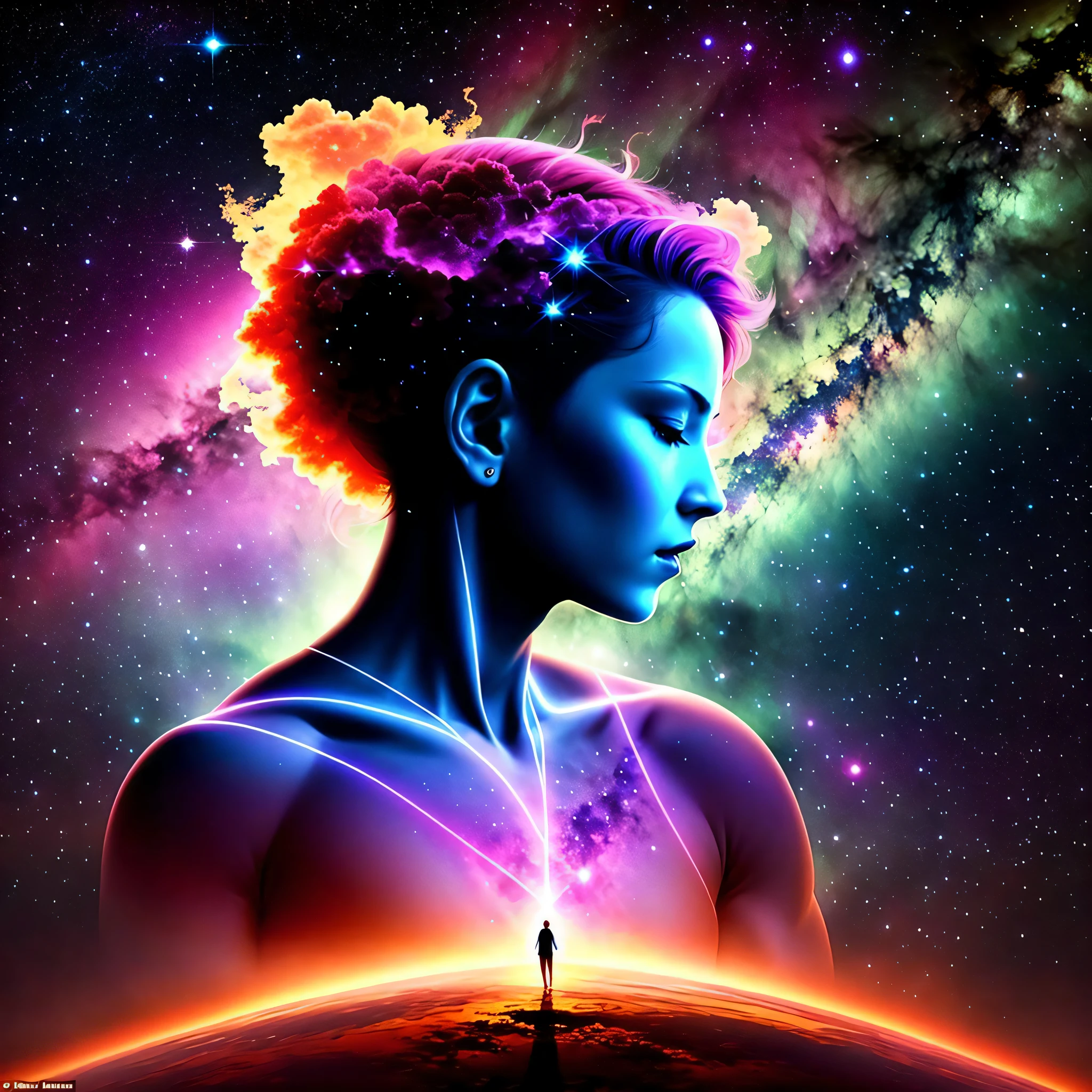 Battling in the heavens the heralds of a new age birth galactic nebula in a blind range against the creators of meaning no longer content to be blistering neurons in the minds of gods they ascend like so many dying suns