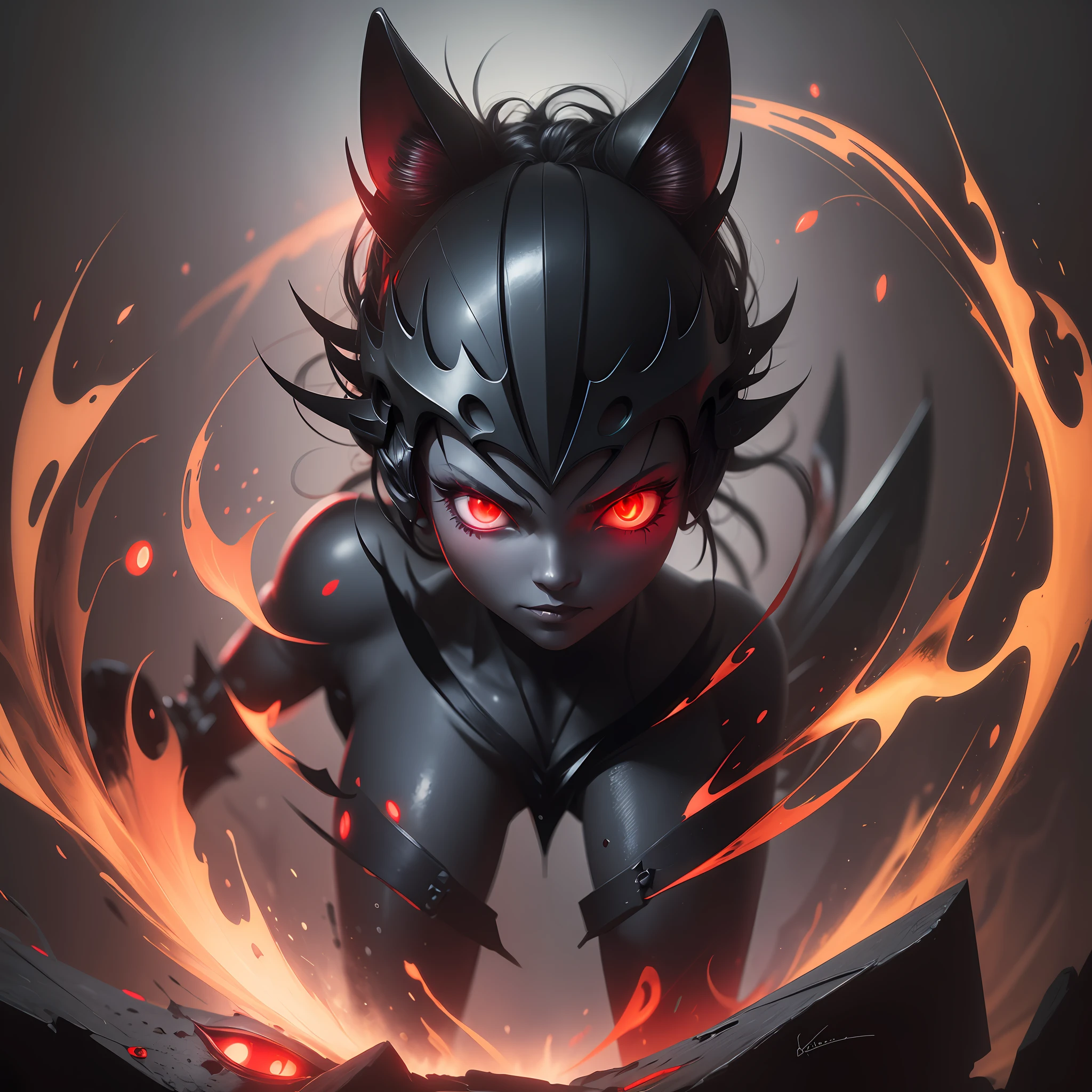 completely black image with two glowing red eyes --auto --s2