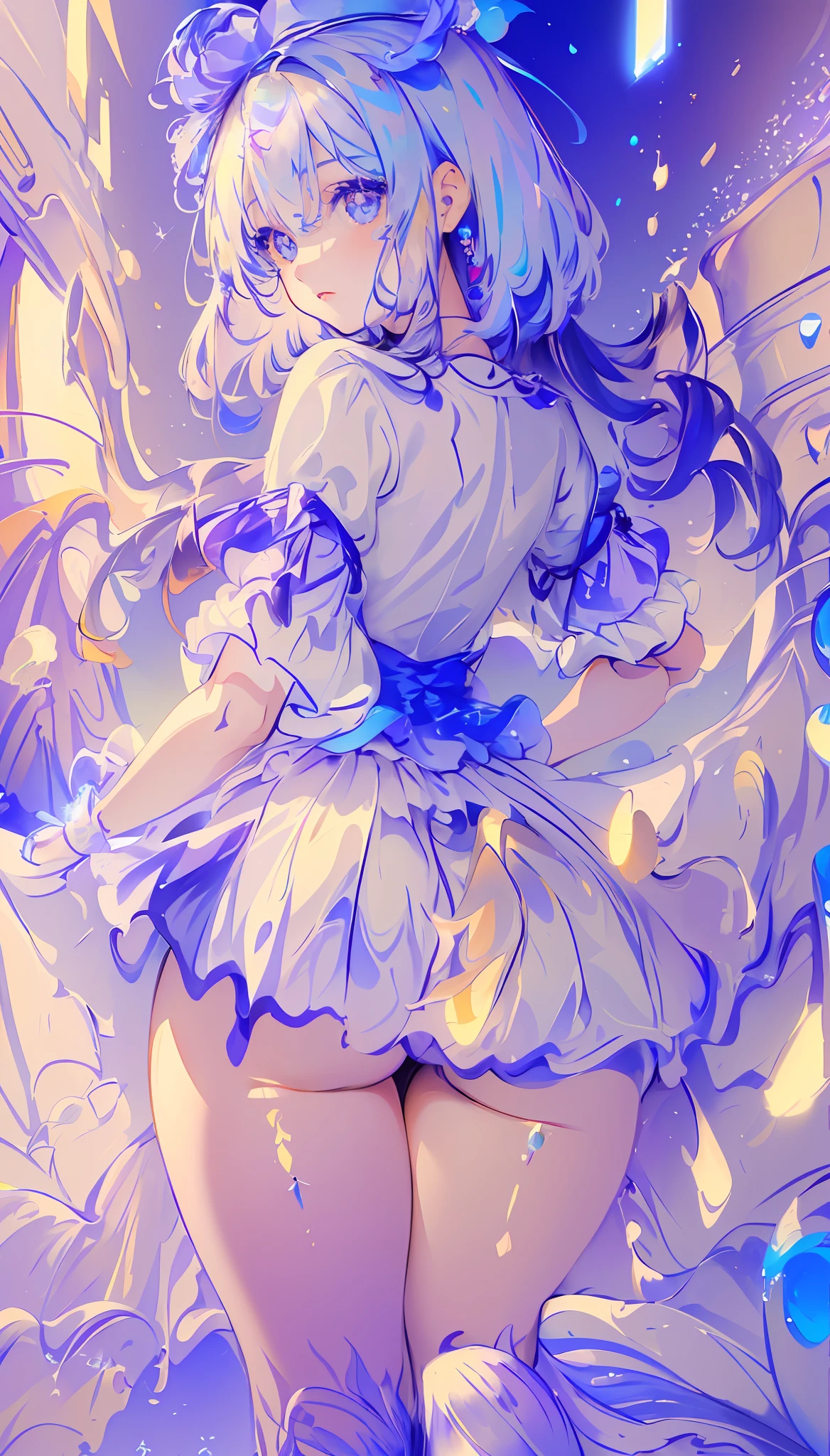 art by Cornflower, dreamy (a girl who was petite and had beautiful detailed eyes. The depth of field in the photo was perfect, and the lens flare added a nice touch.