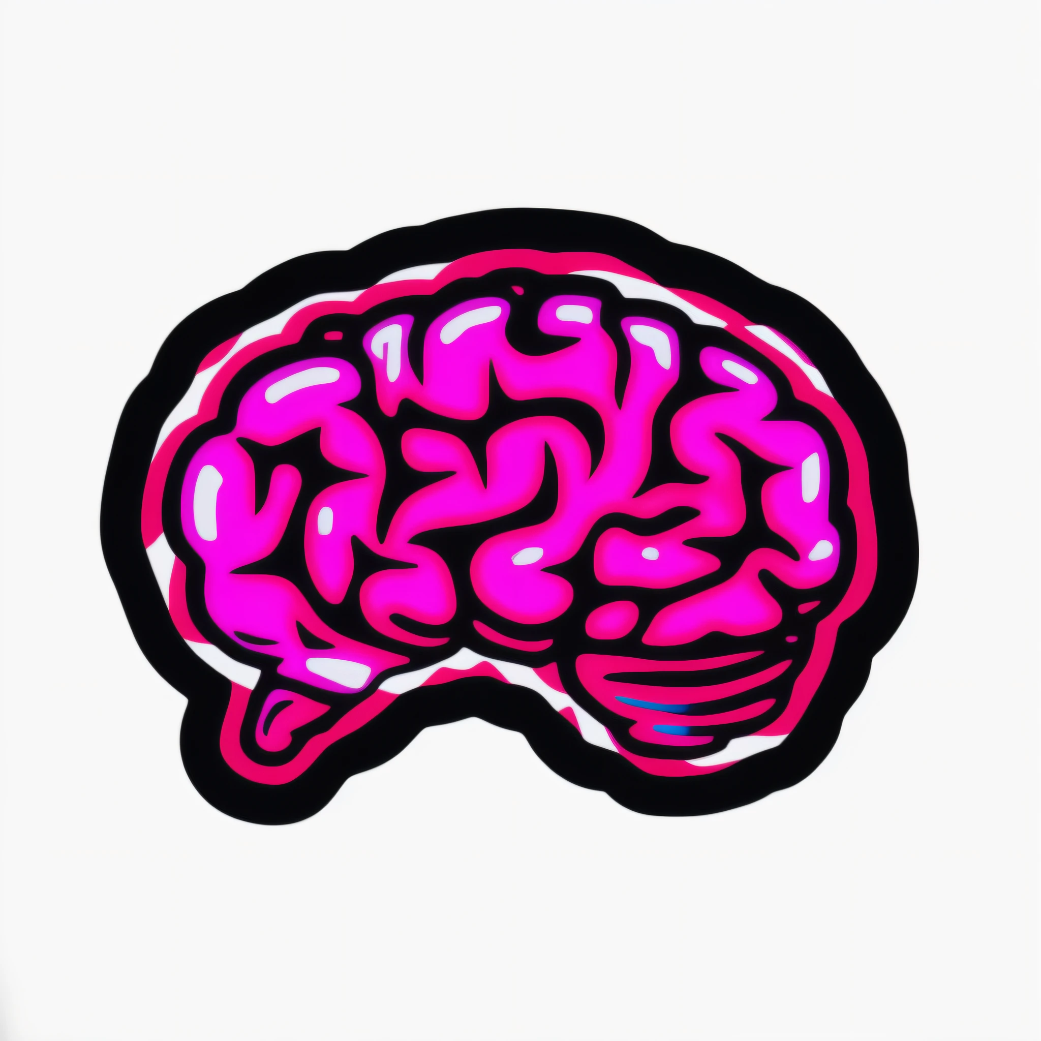 a close up of a pink brain with a black outline, featuring pink brains, op art brain, brain, high resolution print :1 cmyk :1, brains, brain visible, parietal art style, big brain, brain city art, metal brain!!, matrioshka brain, human brain, brain in a vat!!, featuring brains, metal brain