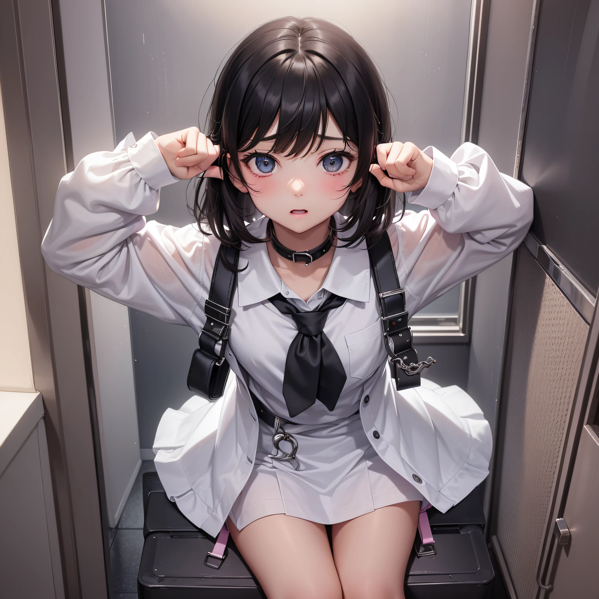 cute, female , 8 yo,scol uniform, flat chest,black hair,afterglow,blush,(handcuffs,stationary restraints:1.4),school toilet,heavy breathing,arms raised in the air,hand up,extend arms straight out,standing, bottomless,
(cum on body,cum in,cum,cumdump:1.2)
nsfw, vulgarity,solo, 1girl,
BREAK
(masterpiece, best quality,ultra-detailed)
7