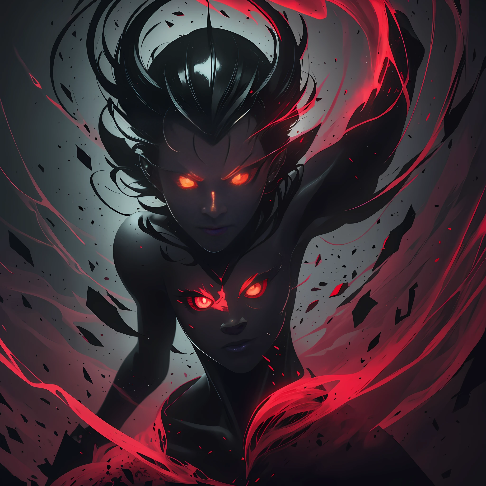 completely black image with two glowing red eyes --auto --s2