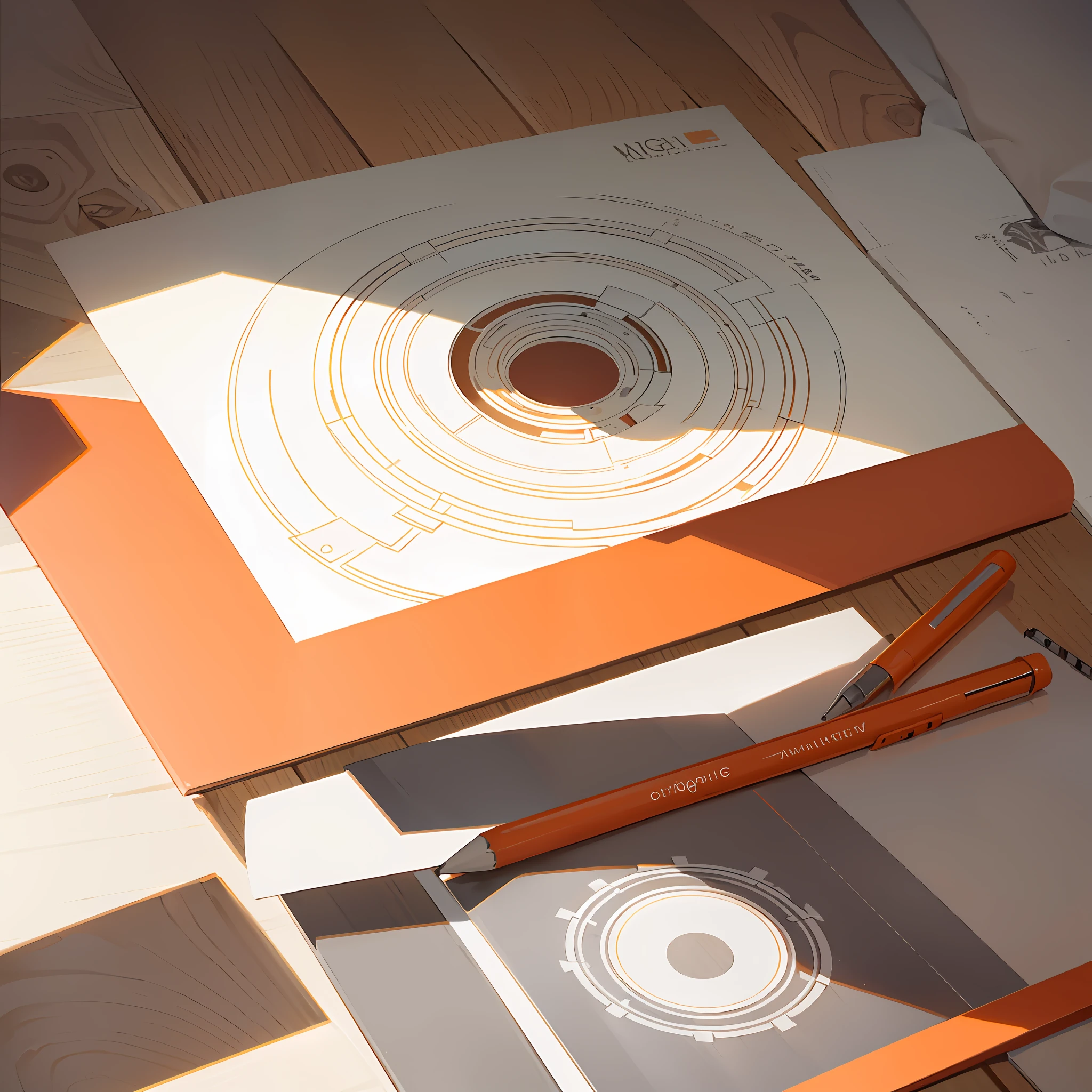 The logo has orange and light gray colors, bringing a sophisticated air in the organic style, focused on architecture. The shapes are a pencil drawing a fully realistic high-end building --auto --s2