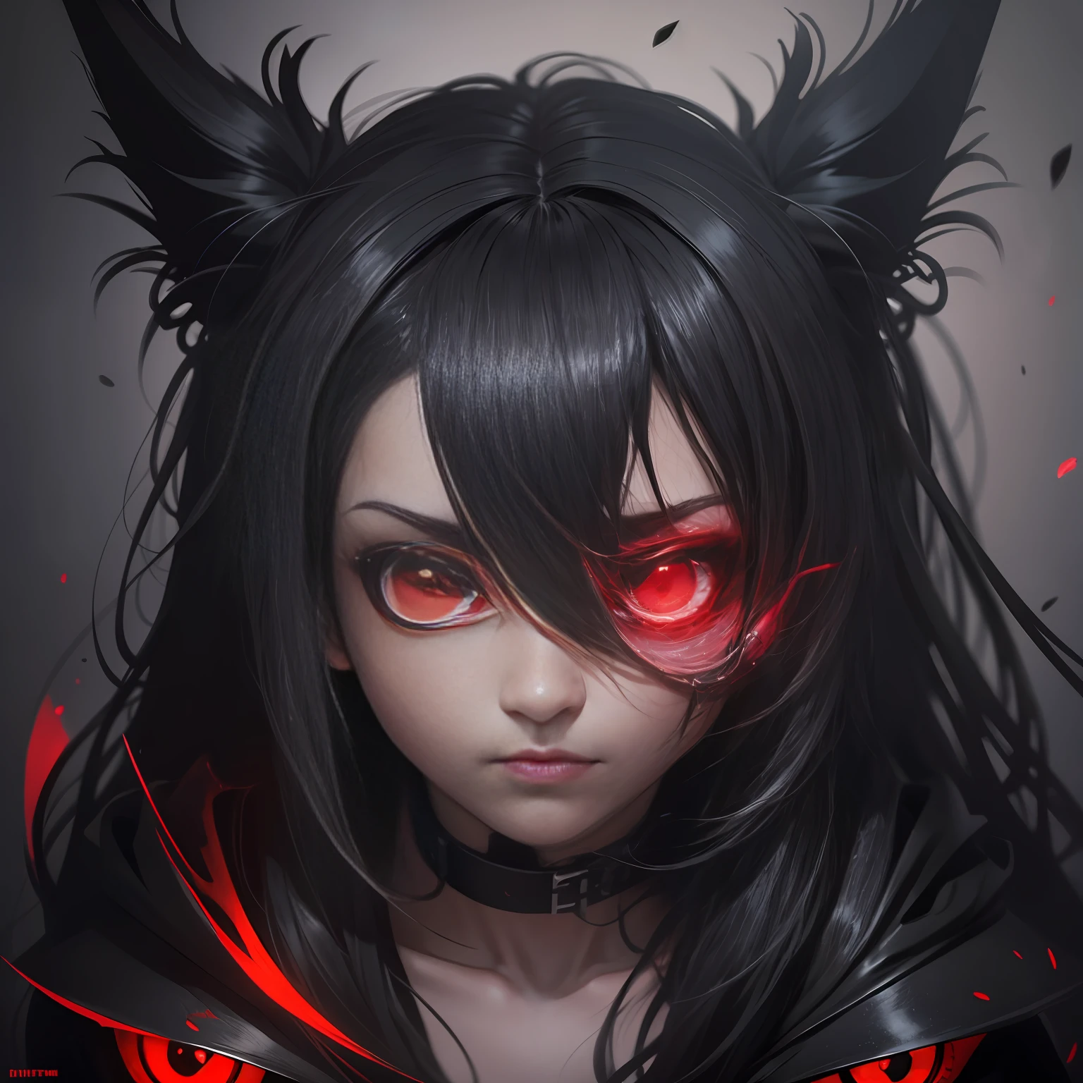 completely black image with two glowing red eyes --auto --s2