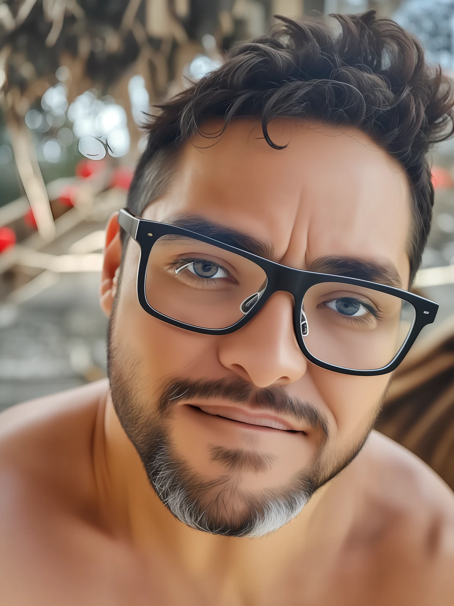 A 30-year-old man, (((black eyes))) and wearing glasses.