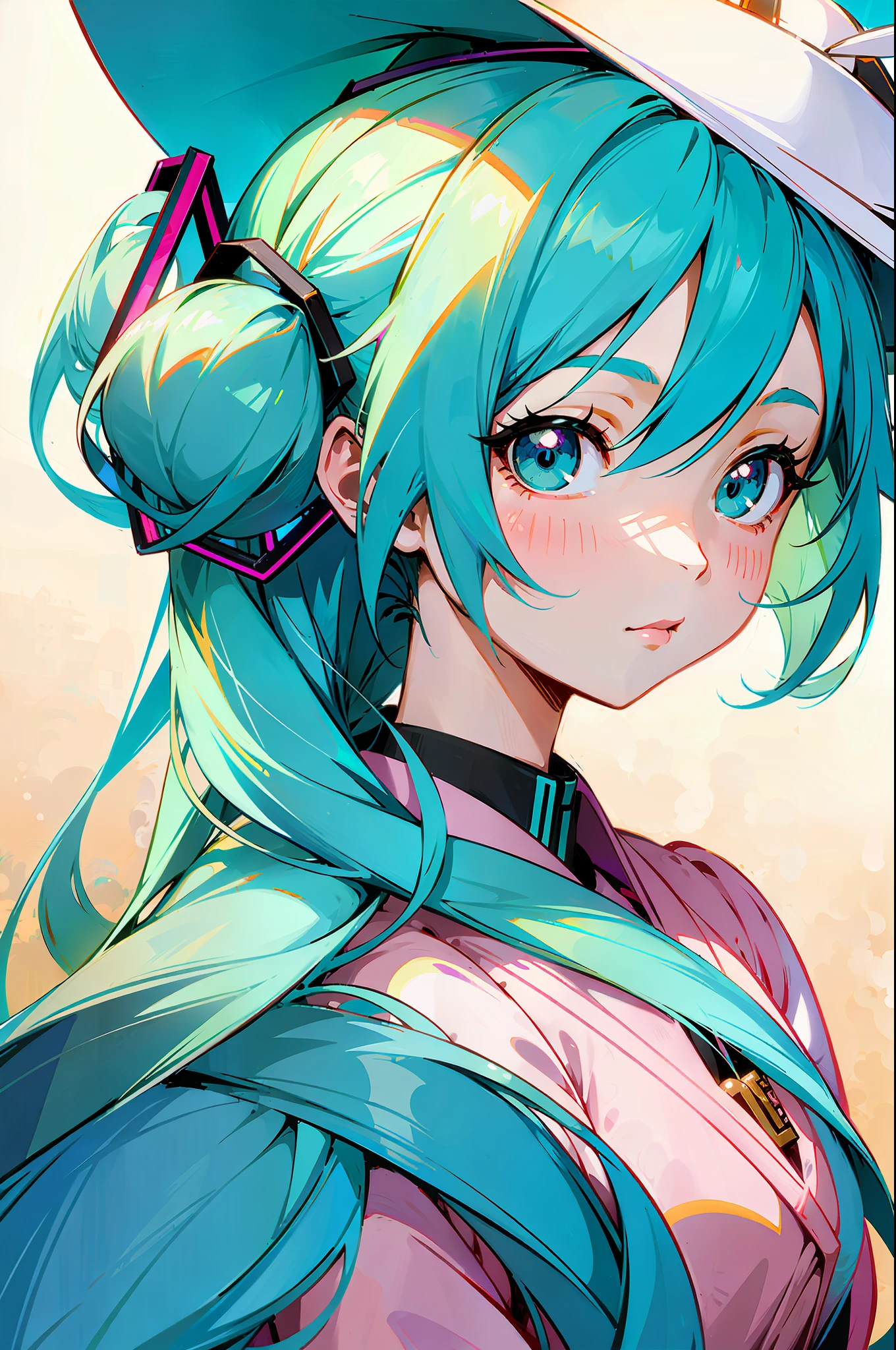 a close up of a person wearing a dress and a hat, cute anime waifu in a nice dress, anime girl with teal hair, anime visual of a cute girl, anime goddess, anime character art, anime illustration, portrait of hatsune miku, detailed anime character art, anime moe artstyle, detailed anime artwork, vocaloid, detailed key anime art, female anime character