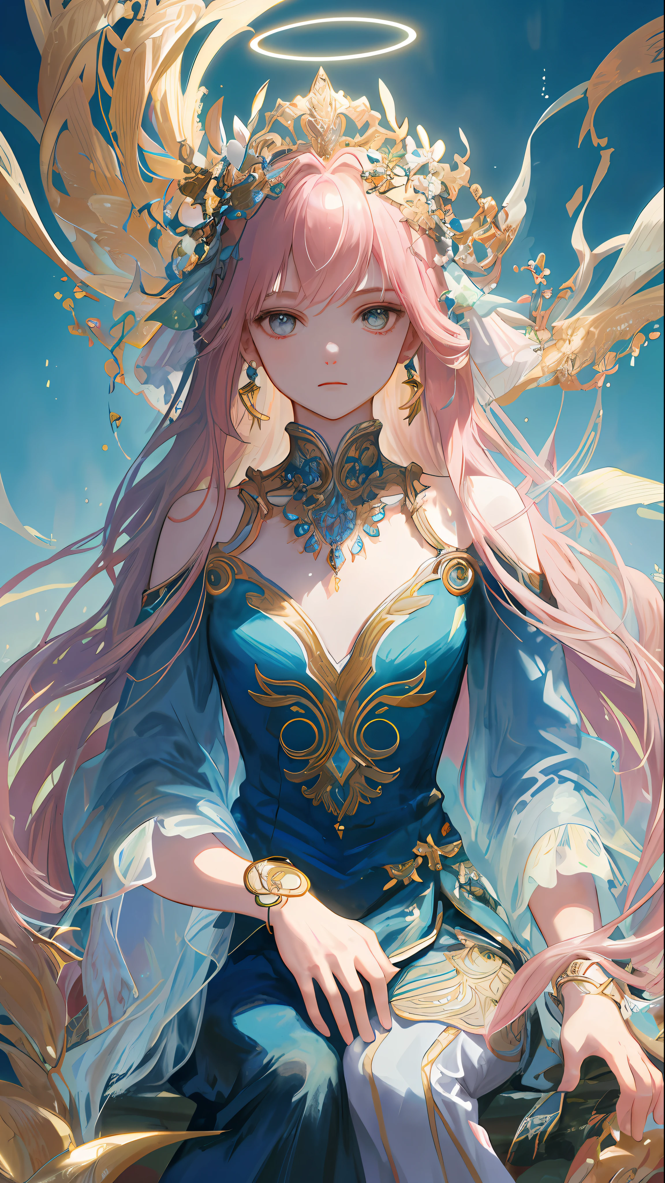 Masterpiece, Superb Artwork, Illustrations, Saxophone Blue, Platinum Earrings, Platinum Necklace, White Dress, 1girl, Cute, (Dynamic light: 1.2), cinematic light, delicate facial features, detailed eyes, sharp pupils, realistic pupils, depth of field, background bokeh, clear focus, (super detailed, halo, glow: 1.4), many small gems, highest quality, outstanding detail, super high resolution, (realism: 1.4), the best illustration, favor details, highly condensed 1girl, with a delicate and beautiful face, dressed in black and green mecha, wearing a mecha helmet, holding a direction controller, riding on a motorcycle, the background is a high-tech lighting scene of the future city. High quality, masterpiece, masterpiece, exquisite facial features, delicate hair, delicate eyes, delicate colored hair, 4K picture quality, brilliant light and shadow, Tyndall effect, halo, messy hair, youthful state, gorgeous scene, exquisite clothes, chains, feathers, big eyes of ancient Chinese beauty very detailed, digital painting, artstation, concept art, clear focus, illustration, artistic absurdity by greg rutkowski and alphonse mucha and victo ngai, High resolution, super detailed, 1girl, solo, very detailed eyes, (official art, beauty and aesthetics: 1.2), (1girl), very detailed, (fractal art: 1.3), colorful, most detailed "masterpiece, high quality and delicate picture, 8K wallpaper level, beautiful and transparent, flowing figures sitting on magnificent thrones, pink long hair {pink: 1.2 + yellow: 1.1}, shining golden eyes {golden eyes: 1.3}, anime style. "