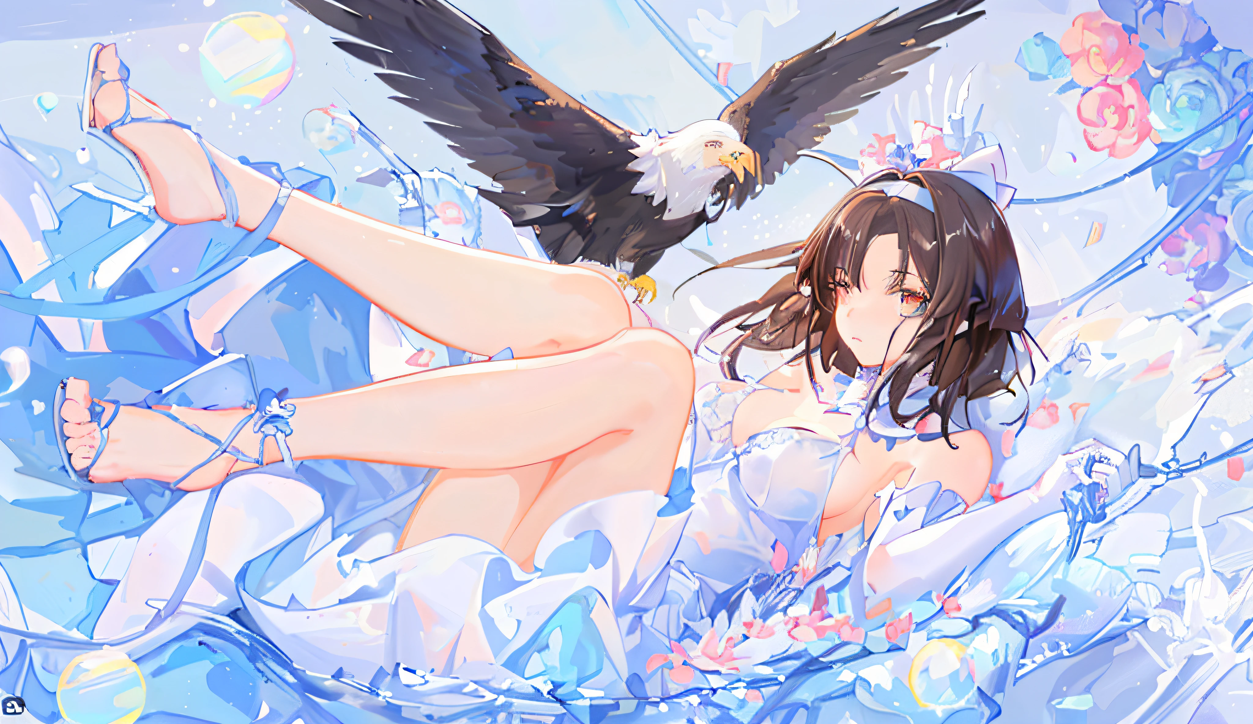 anime girl with eagle on her shoulder, azur lane style, from the azur lane videogame, top rated on pixiv, beautiful anime artwork, clean detailed anime art, pixiv, trending on cgstation, at pixiv, [ 4 k digital art ]!!, beautiful anime art, pixiv contest winner, beautiful fantasy anime, anime moe artstyle