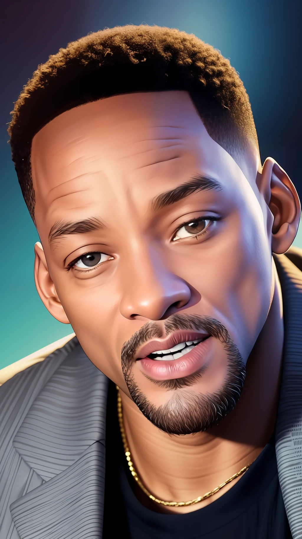 Actor Will Smith, fifty-year-old, front, close-up, jacket and tie high_quality_image.py--image-person-front--resolution-1200dpi --colors-saturated--brightness-maximum