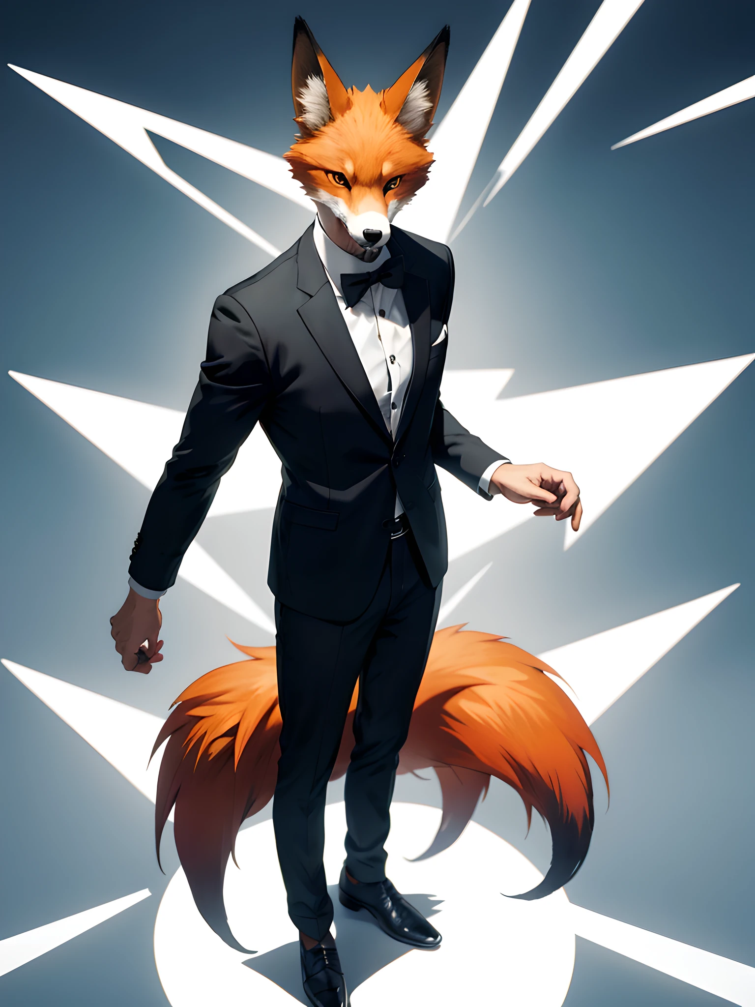 Create a fox with a human body, in a suit