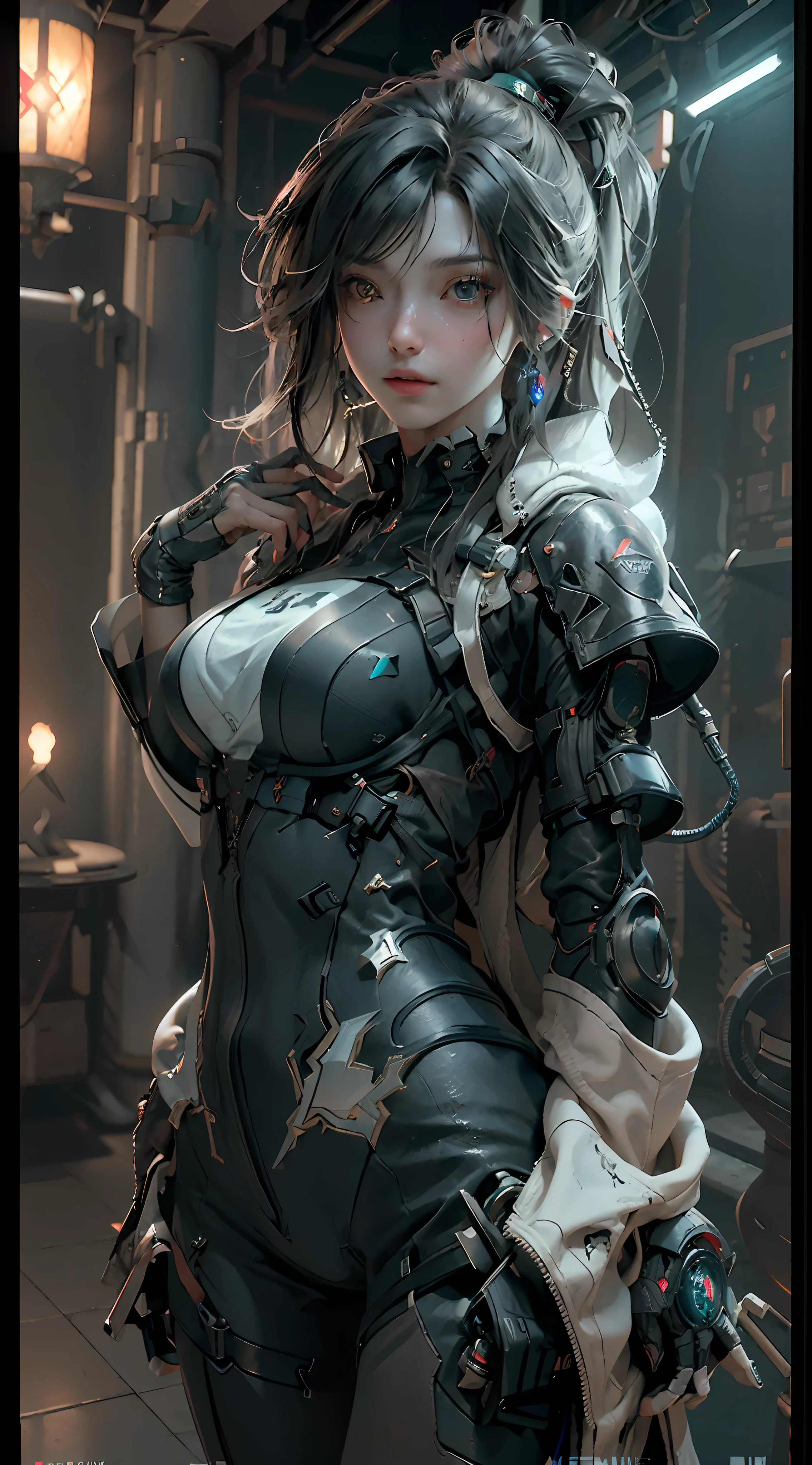 ((Best quality)), ((masterpiece)), (detailed:1.4), 3D, an image of a beautiful cyberpunk female,HDR (High Dynamic Range),Ray Tracing,NVIDIA RTX,Super-Resolution,Unreal 5,Subsurface scattering,PBR Texturing,Post-processing,Anisotropic Filtering,Depth-of-field,Maximum clarity and sharpness,Multi-layered textures,Albedo and Specular maps,Surface shading,Accurate simulation of light-material interaction,Perfect proportions,Octane Render,Two-tone lighting,Wide aperture,Low ISO,White balance,Rule of thirds,8K RAW,