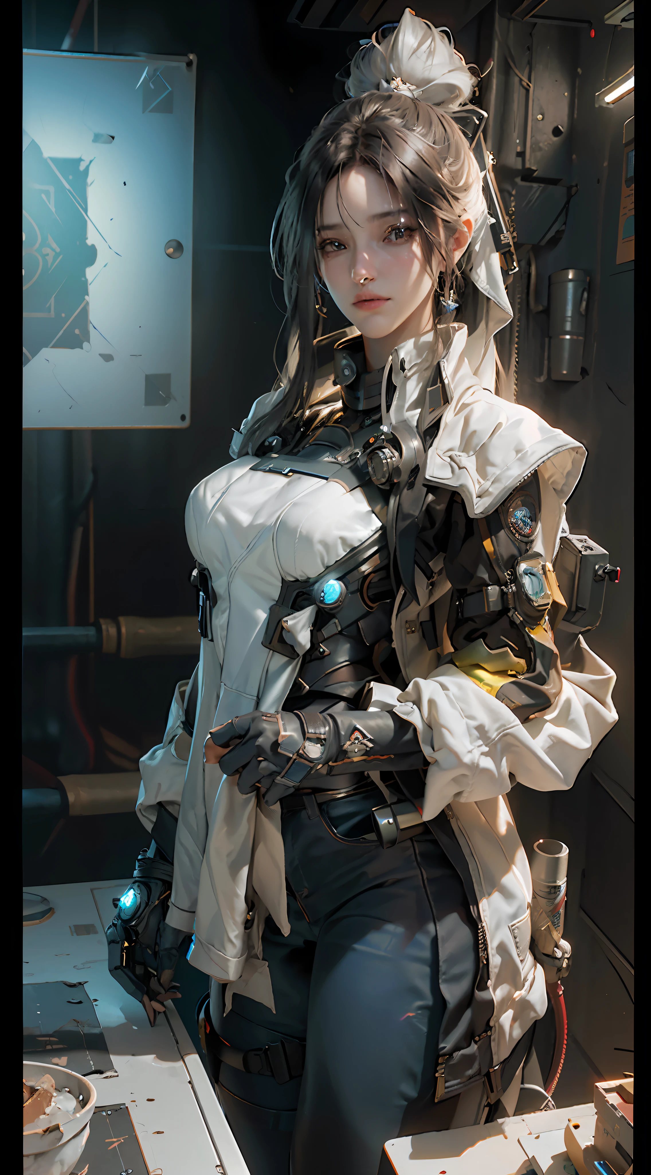 ((Best quality)), ((masterpiece)), (detailed:1.4), 3D, an image of a beautiful cyberpunk female,HDR (High Dynamic Range),Ray Tracing,NVIDIA RTX,Super-Resolution,Unreal 5,Subsurface scattering,PBR Texturing,Post-processing,Anisotropic Filtering,Depth-of-field,Maximum clarity and sharpness,Multi-layered textures,Albedo and Specular maps,Surface shading,Accurate simulation of light-material interaction,Perfect proportions,Octane Render,Two-tone lighting,Wide aperture,Low ISO,White balance,Rule of thirds,8K RAW,