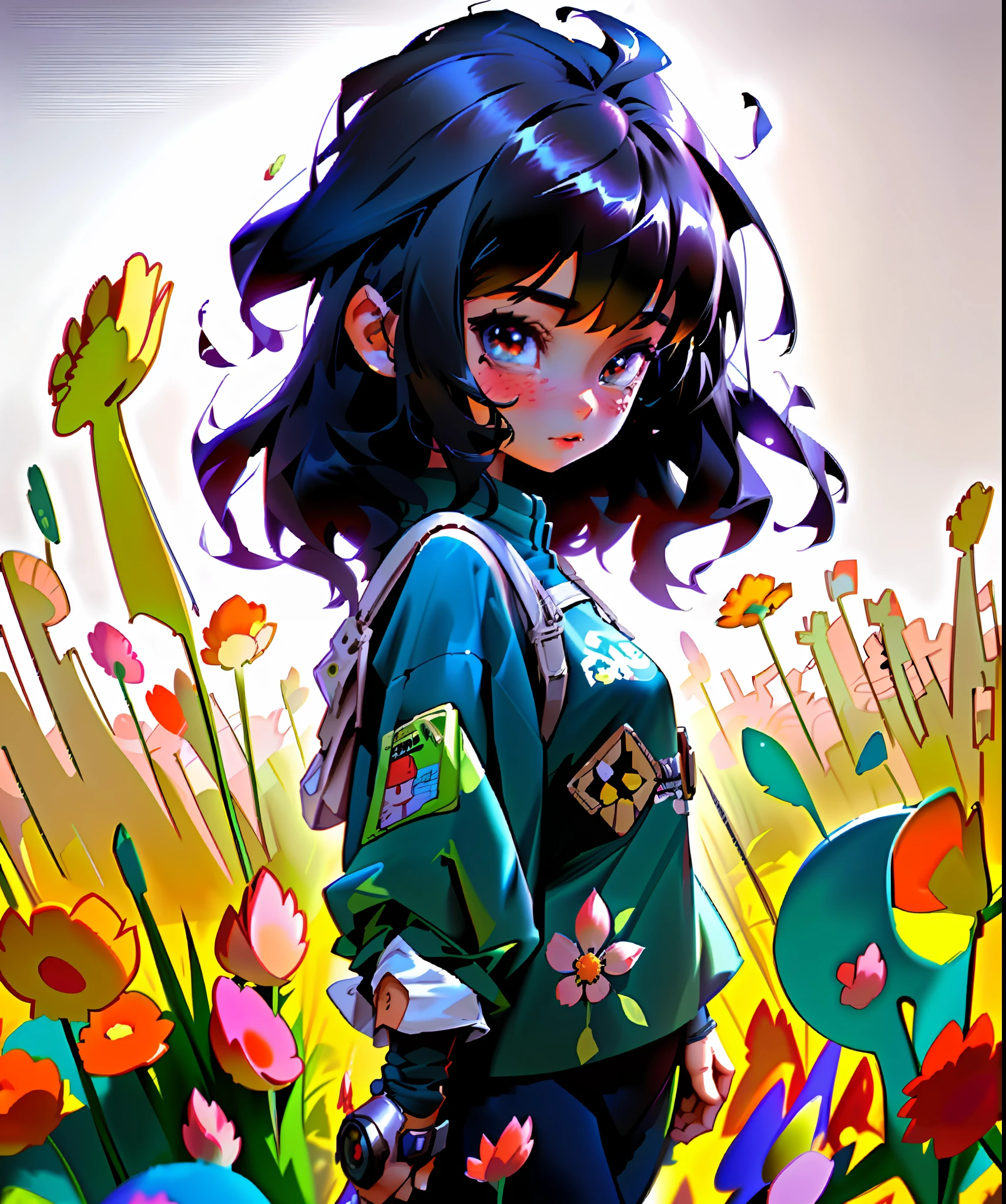 Arafad picture girl walking in the field, cute digital painting, cute mini girl female explorer, realistic anime 3D style, children's art in ArtStation, surreal adventure rendering, digital drawing art of cartoons, beautiful detailed digital art, fantasy matte painting, cute, digital painting of cartoons, Artgerm and Atey Ghailan, rendering cartoon style.