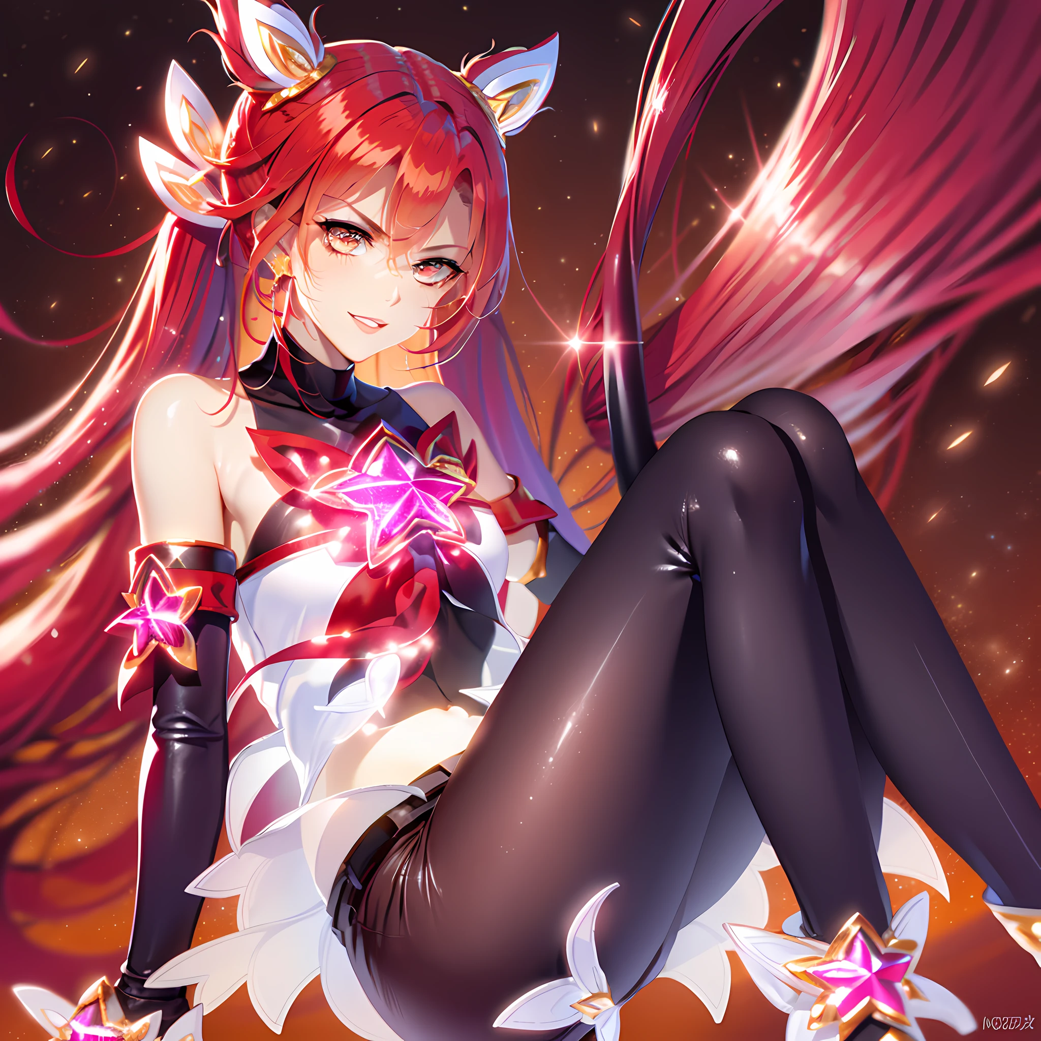 photo very detailed whole body, + (gorgeous body) super detailed very angry face in high definition, beautiful face + (Jinx red hair Red Star Guardian) + (red colored eyes) kitten ears