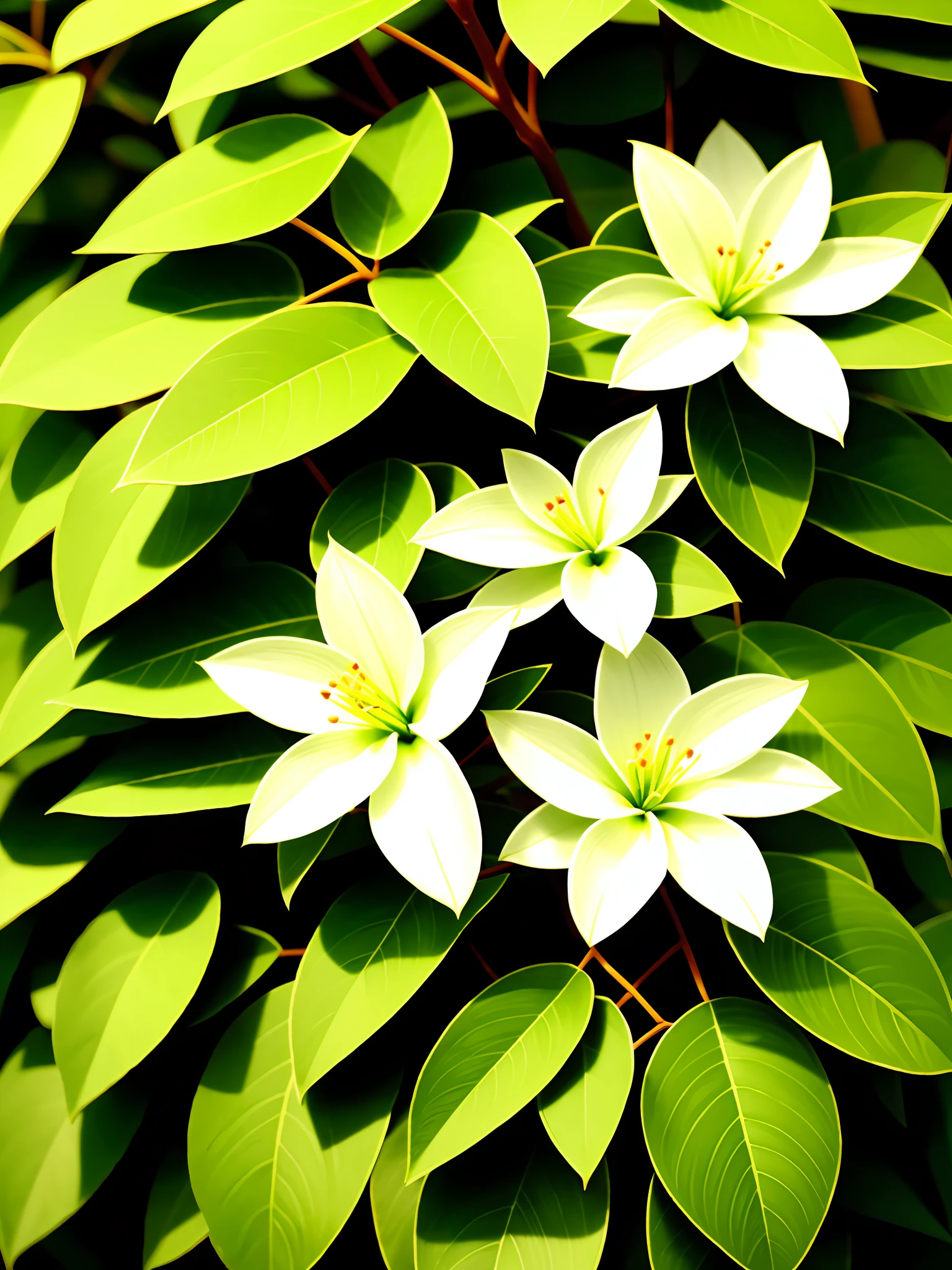Plant Jasmine on the tree close-up unmanned
