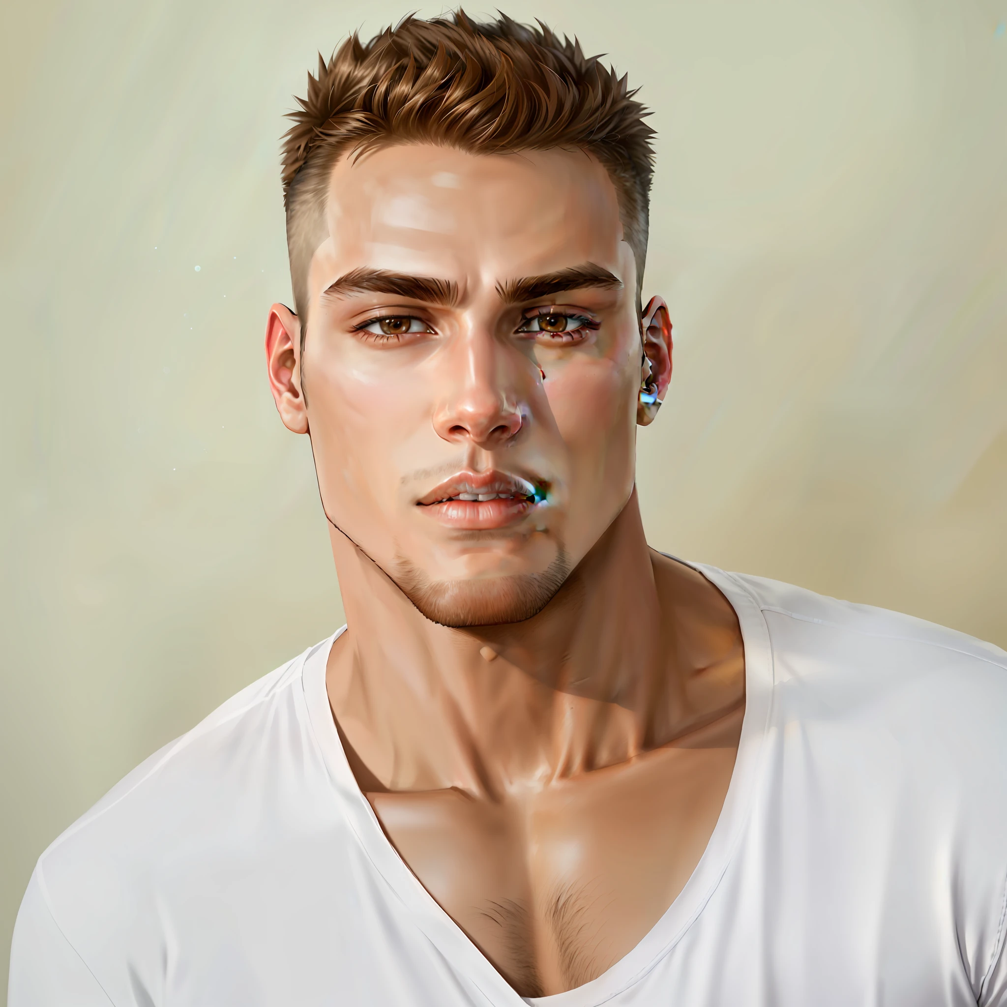 ( HD, Ultra Detailed), (1 male, single, 22-years-old, tall, very handsome, college, popular, seductive, sexy), bad boy, brown-eyed portrait, (fleshy lips, angled chin: 1.4) insane details, hyper detailed 12mb