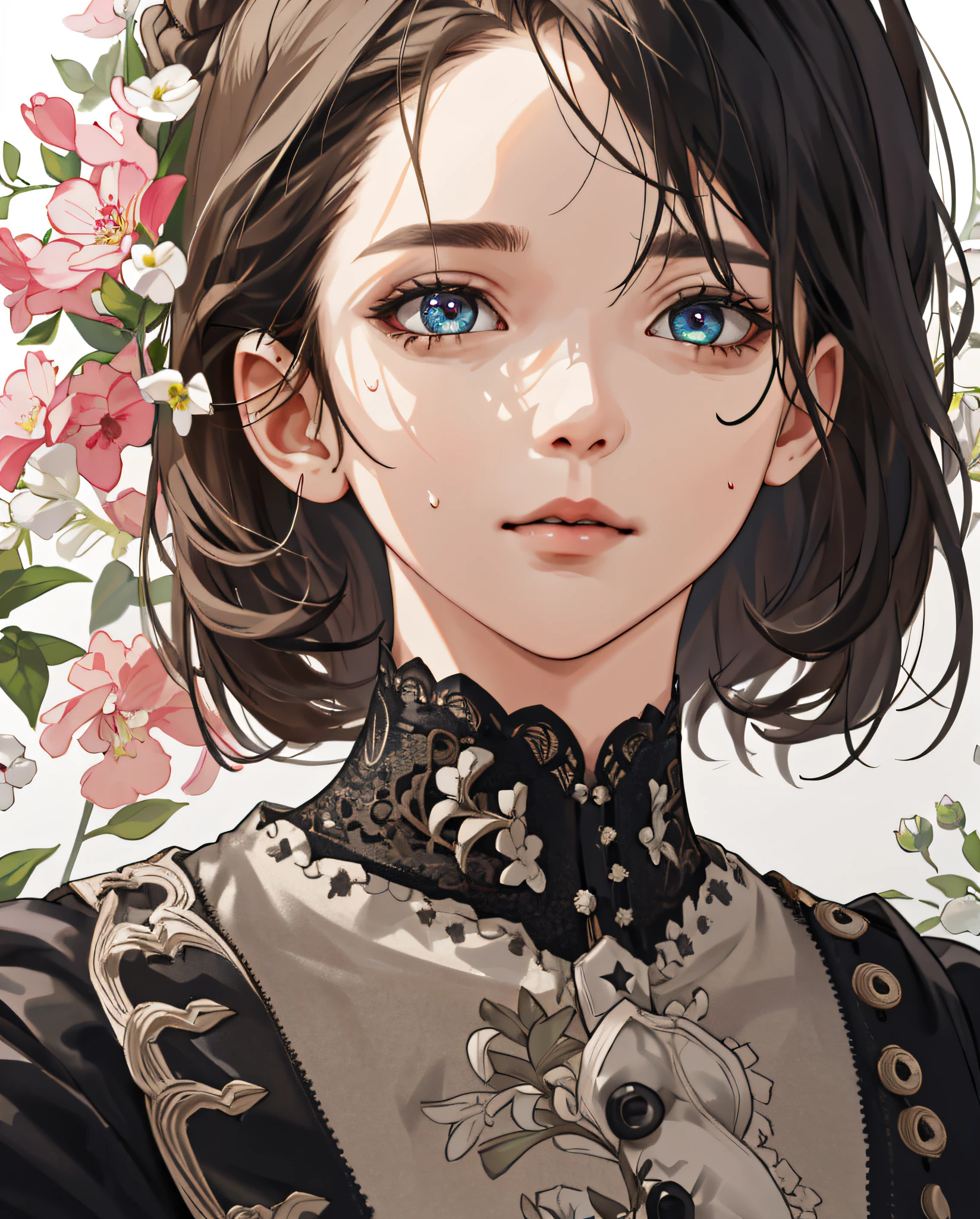 (absurd, highres, ultra detailed), 1girl, mature woman, intricate details, enlarged textures, intricate details, finely detailed eyes and detailed face, intricate details, perfect eyes, matching eyes, short clothes, sweaty skin