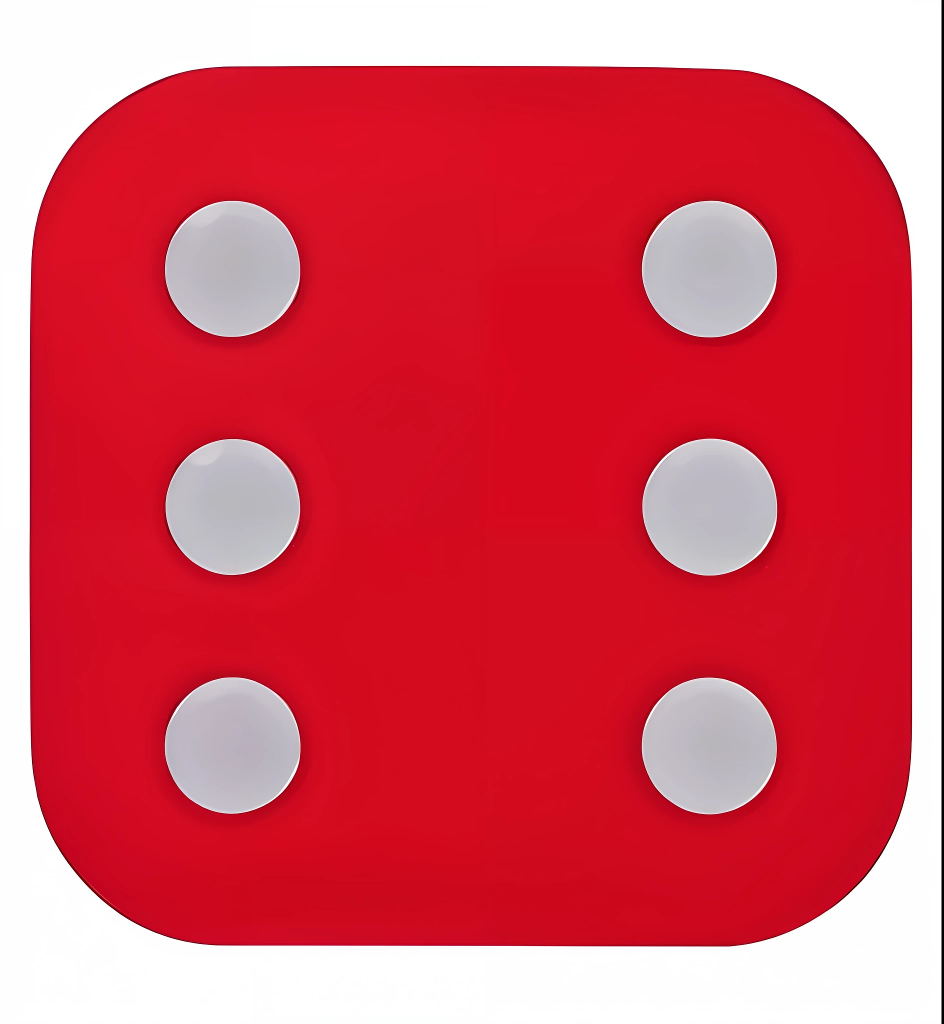 a red die with 6 white dots on it,