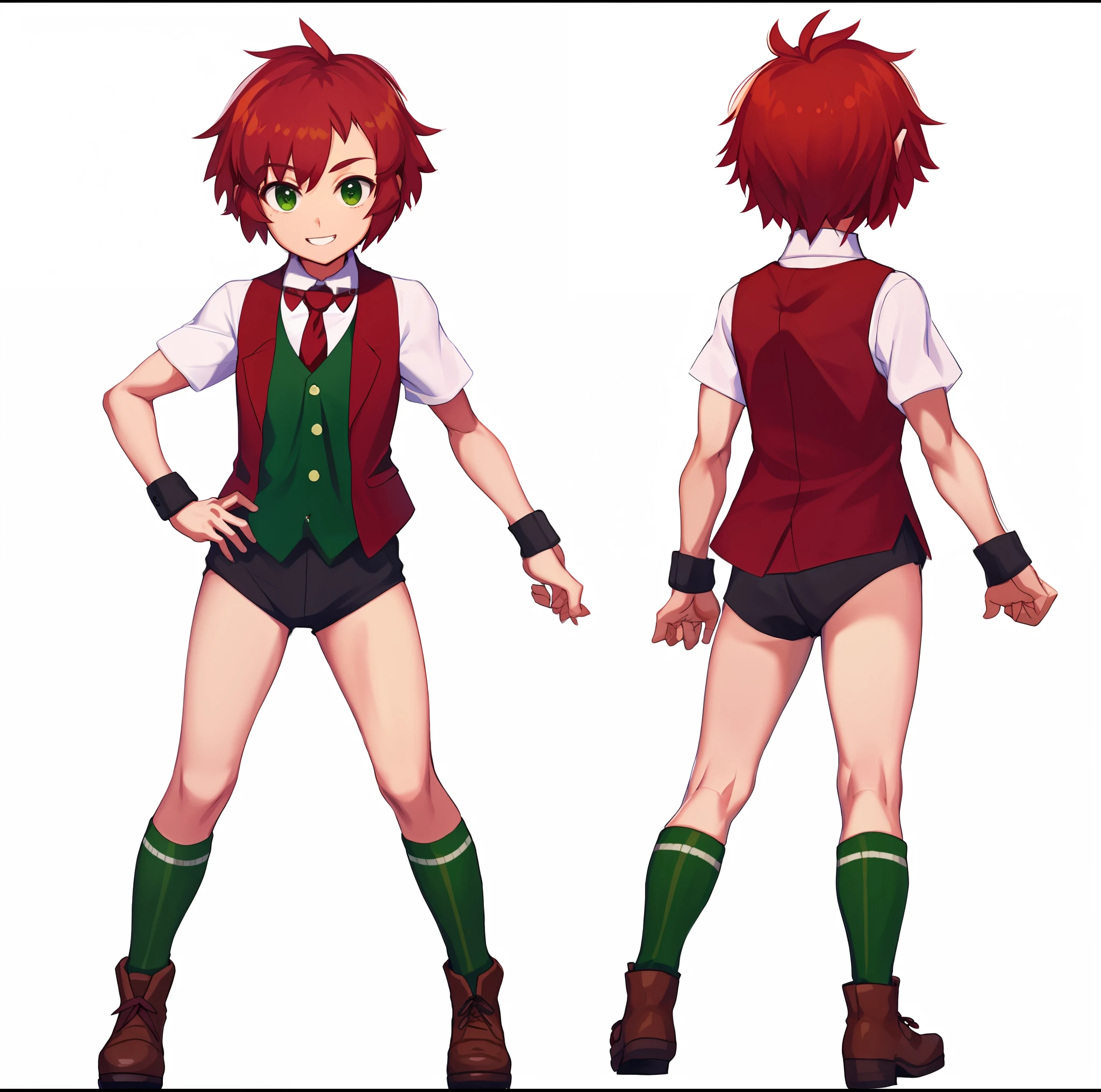 masterpiece, highest quality, best quality, 1girl, solo, looking at viewer,
tezuka rin, (armless amputee:1.2), brown hair, collar, collared shirt, (double amputee:1.2), green eyes, katawa shoujo, red necktie, shirt, short hair, solo, white shirt,  lozhkin, grin, accurate teeth with gaps