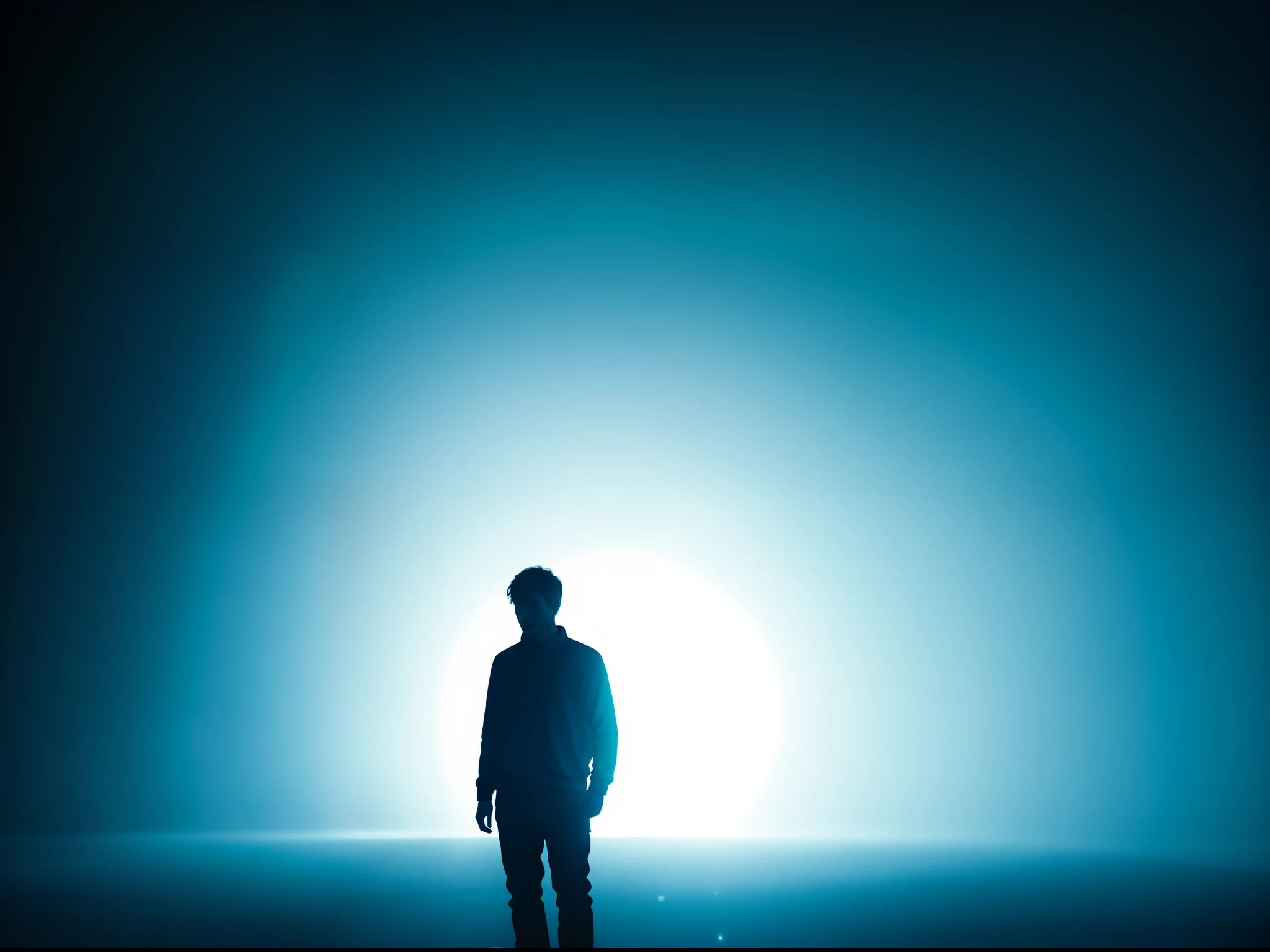 a blurry photo of a person in a dark room, unsplash contest winner, jon sibal. volumetric light, trending on artstaton, interconnected human lifeforms, clap. scifi, in praise of shadows, midnight-blue, aberrations, evocation,