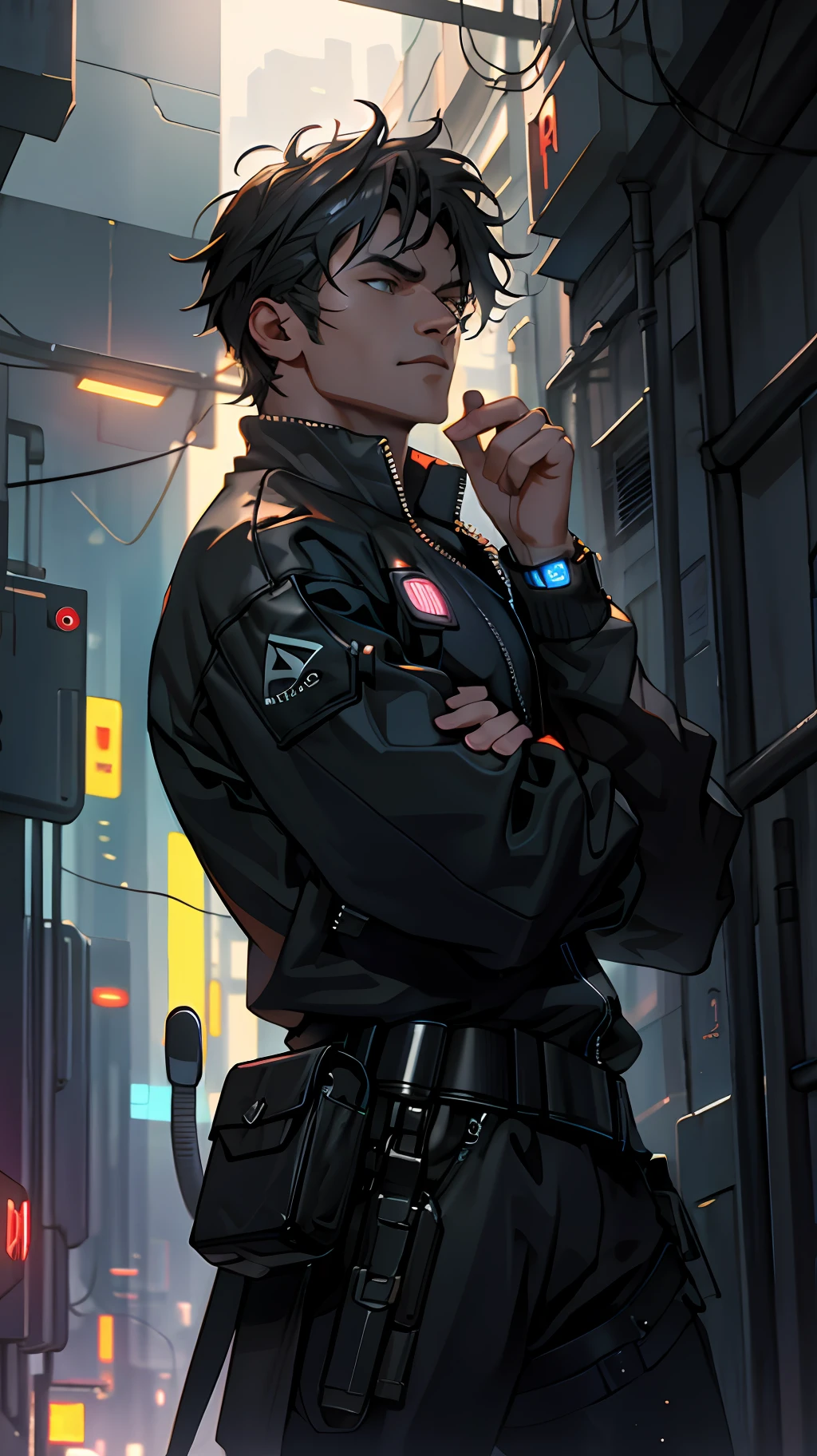 Ultra detail, high resolution, super detail, best quality, amazing, top quality, extremely detailed CG Unity 8k wallpaper, movie lighting, cat fans, cyberpunk, dark boy, muscular