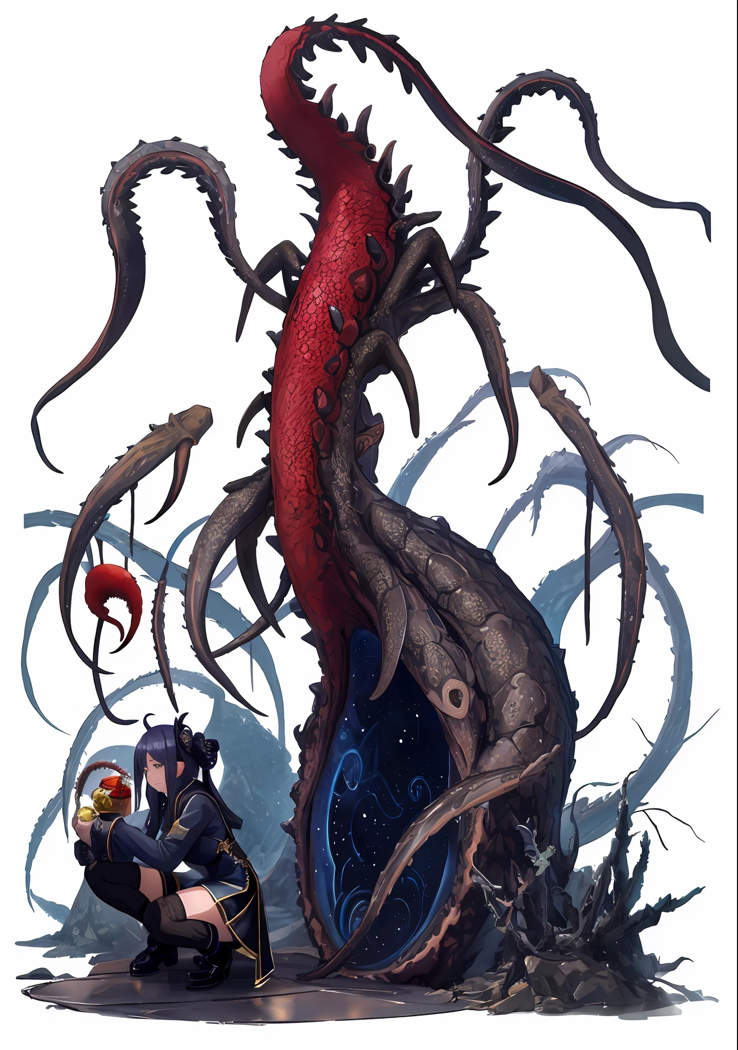Anime girl with very big breasts and very big ass, full body Xianxia, small curvy loli,((squatting)), full body,arms behind head,, {spread legs}, bow-leggedness, Crab crotch,((solo girl)), big, big ass, miniskirt, (( thighhigh)),((crotch))、(POV))))、,curvy,(thighhigh),(China dress))、(long slit)、pixiv3dcg,, negative, pixiv, ecchi, otporo potion, full body commission four, top rating on pixiv, ecchi anime style, seductive anime girl, pixiv, Close-up of painting of a woman with a snake on her back, Blood Moon tentacles!!, tentacle monsters, tentacle beasts, Lovecraft creatures covered with tentacles, Lovecraft sea creatures, space horror creatures, twisted tentacles, space horror concept art, tentacles around, Lovecraft's monster, Azathoth