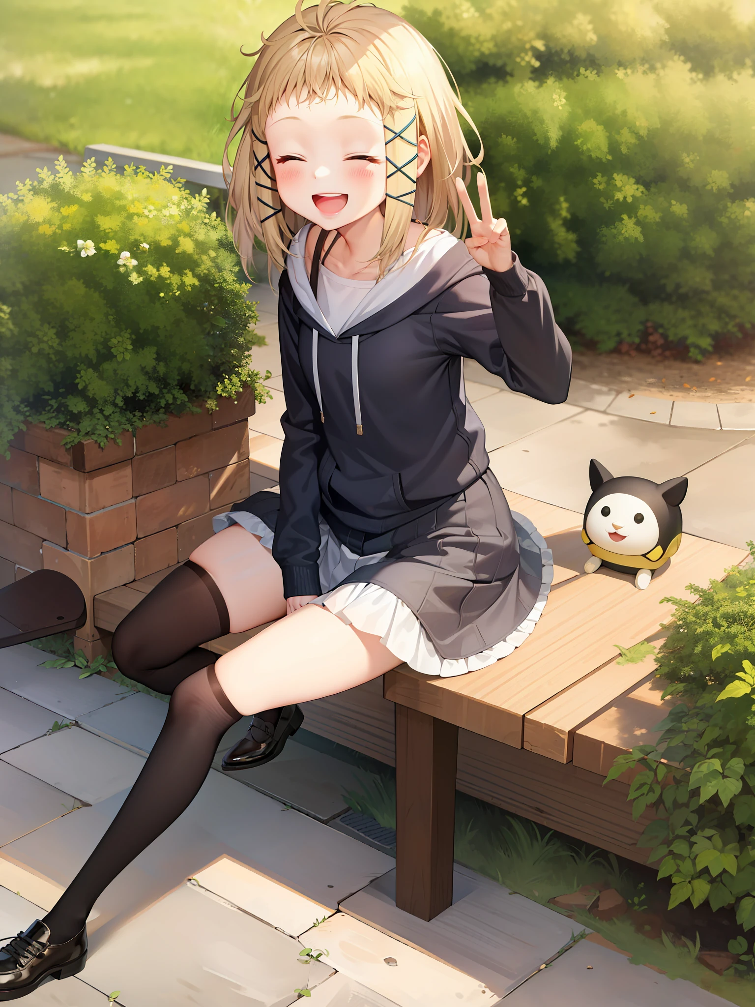 Masterpiece, best quality, absurdres, 1girl, smug, happy, big smile, closed eyes, outdoors,  tinas