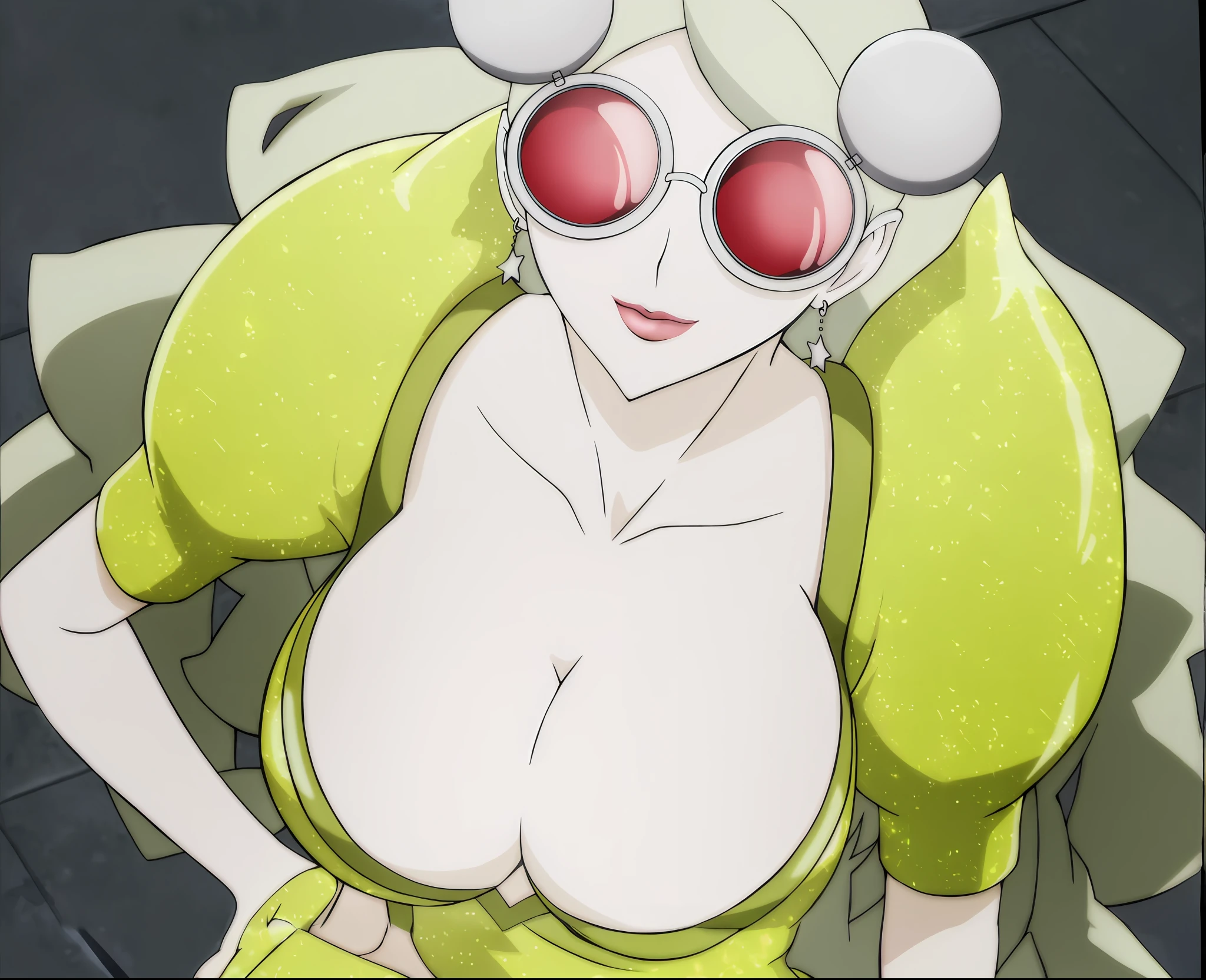 anime girl with big breast and big in green dress, tatsumaki from one punch man, tatsumaki, anya from spy x family, style of madhouse anime, ann takamaki from persona 5, big breasts!, dandy from space dandy anime, cel shaded anime, big breasts!!, in jojo\'s bizarre adventure, anime still