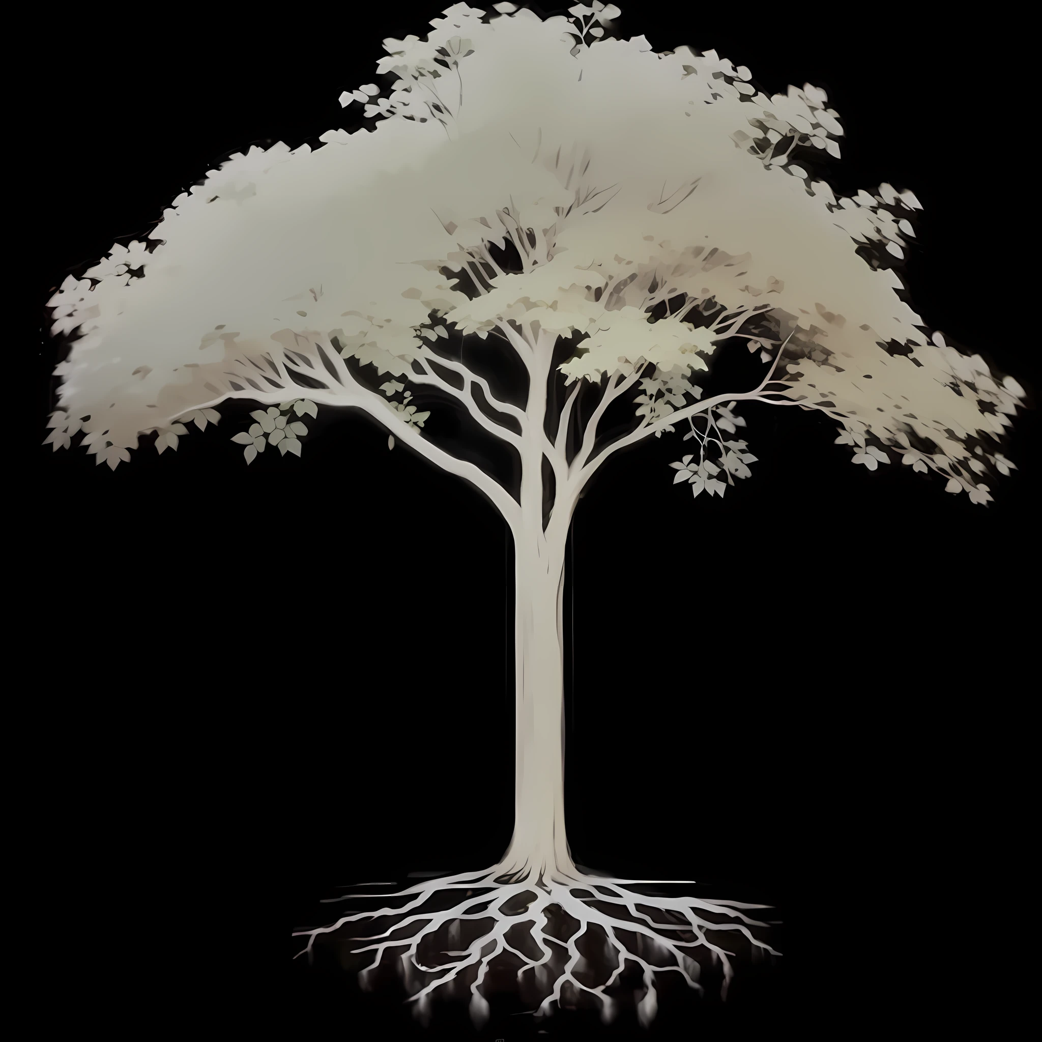 A masterpiece, a tree, with a solid black background above and below. Close shots with lakes, reflections, detailed paintings inspired by gaston bussiere, shutterstock, fantasy art, magic light and shadows, bundles of artifacts. enchanted, enchanted scenarios, highly detailed magical fantasy, mystic, hogwarts background, hogwarts scenery, fairy tale painting, magical composition, --auto --s2
