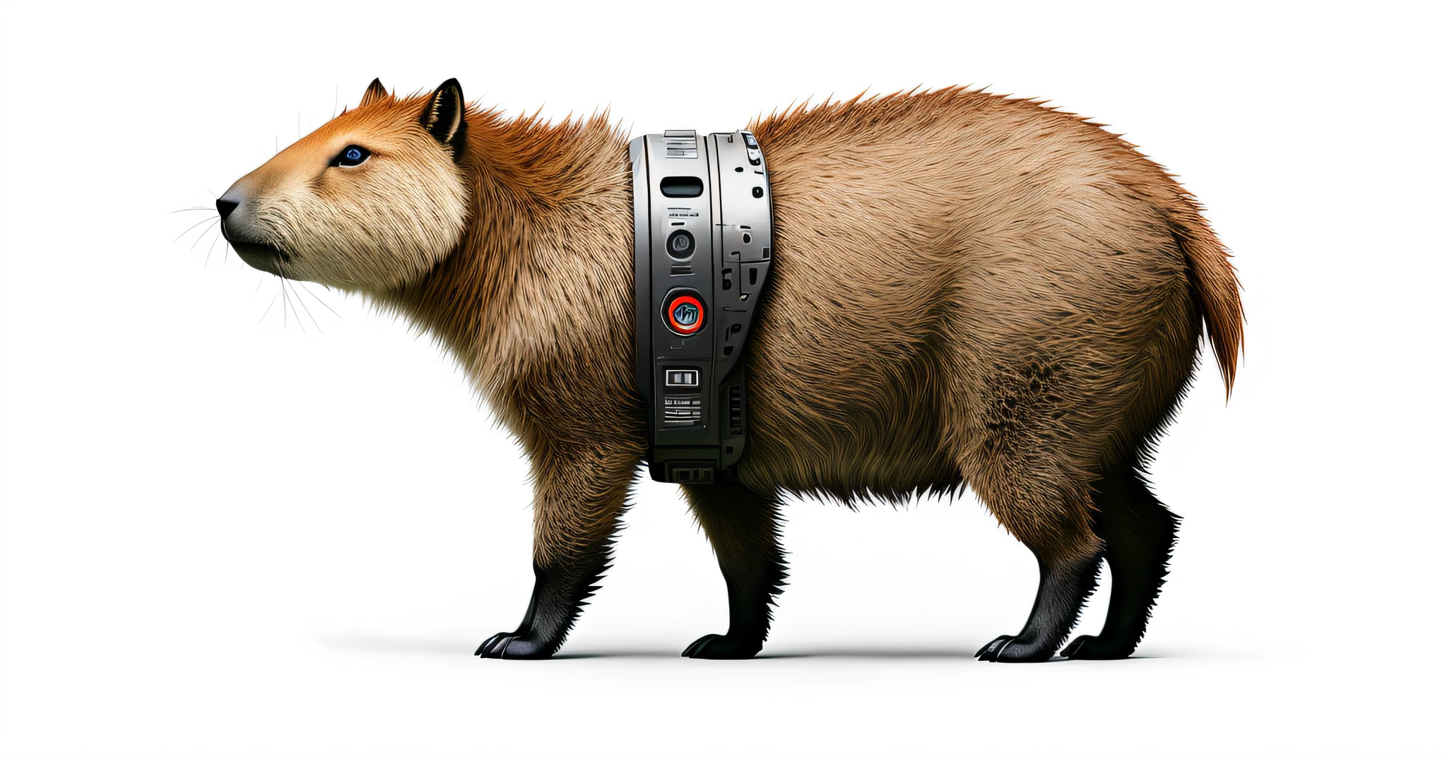 capybara, fking_scifi_v2, werecreature, capybara android, capybara cyborg , splatter paint, (synthwave:1.2), cyberpunk city, futurista