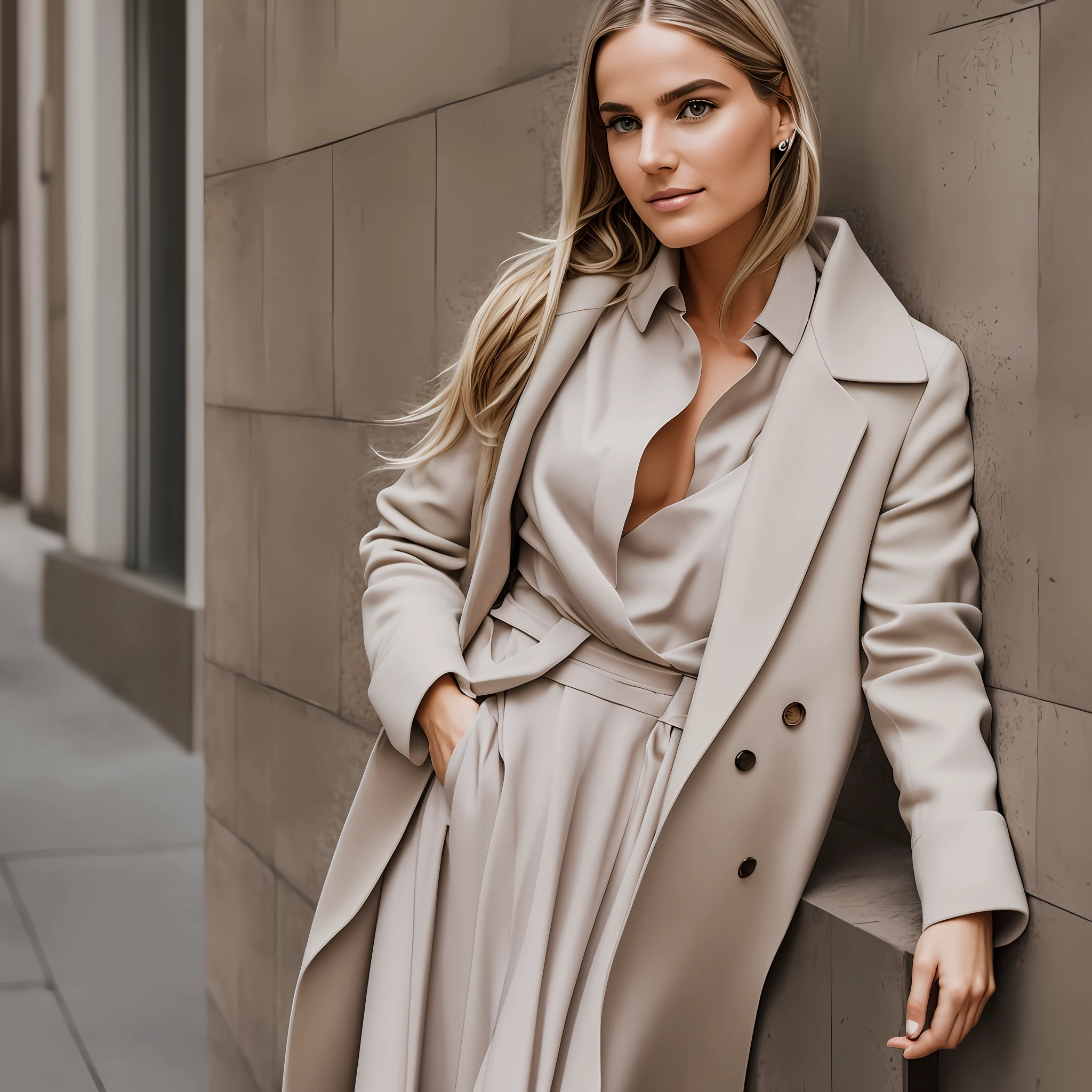 Create a realistic image of a 27-year-old dermatologist who is elegant, minimalist, feminine, who likes neutral colors, nothing too flashy --auto --s2