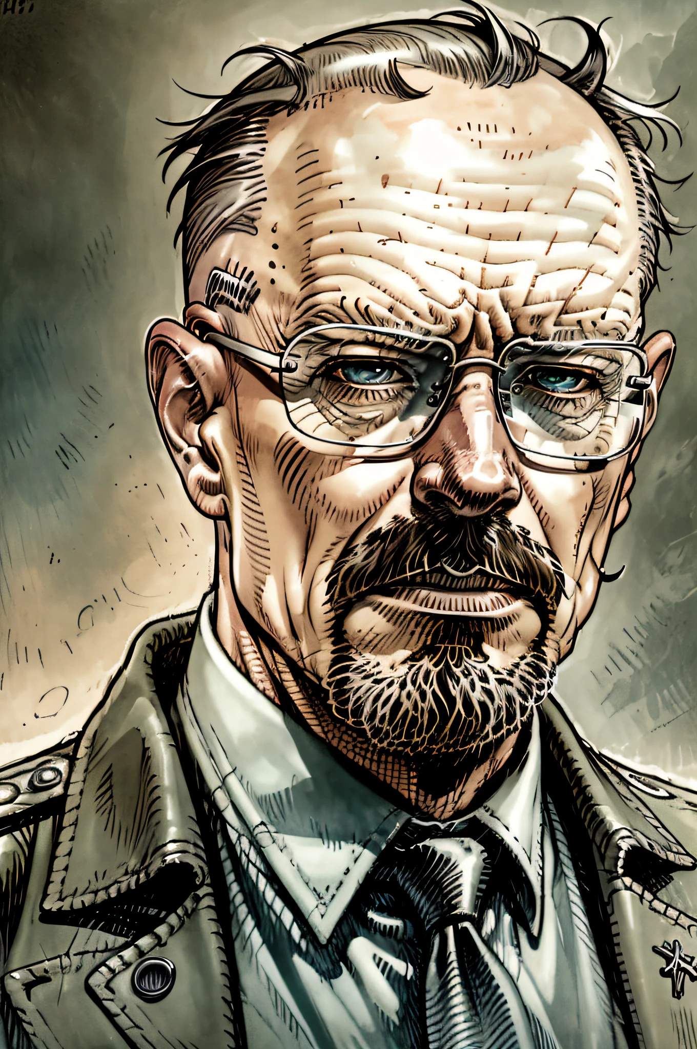 Walter White as Hitler,  cinematic lighting, by elmore, greg rutkowski, artgerm, alphonse mucha