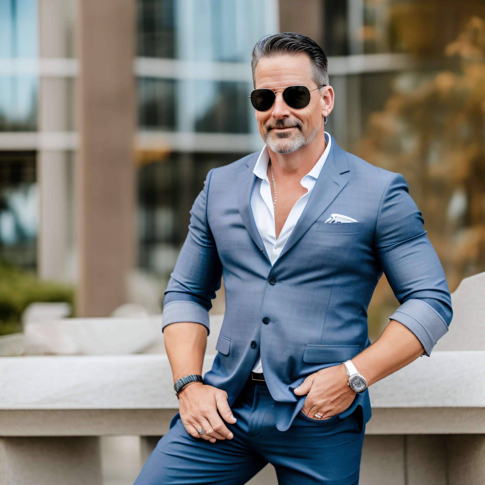 Professional photo of Richard Leblanc, a man of about 44, dating coach, dressed in modern outfits, with a captivating charisma, he is alone in the photo, 32k, masterpiece, naturals, professional photo, photorealistic.