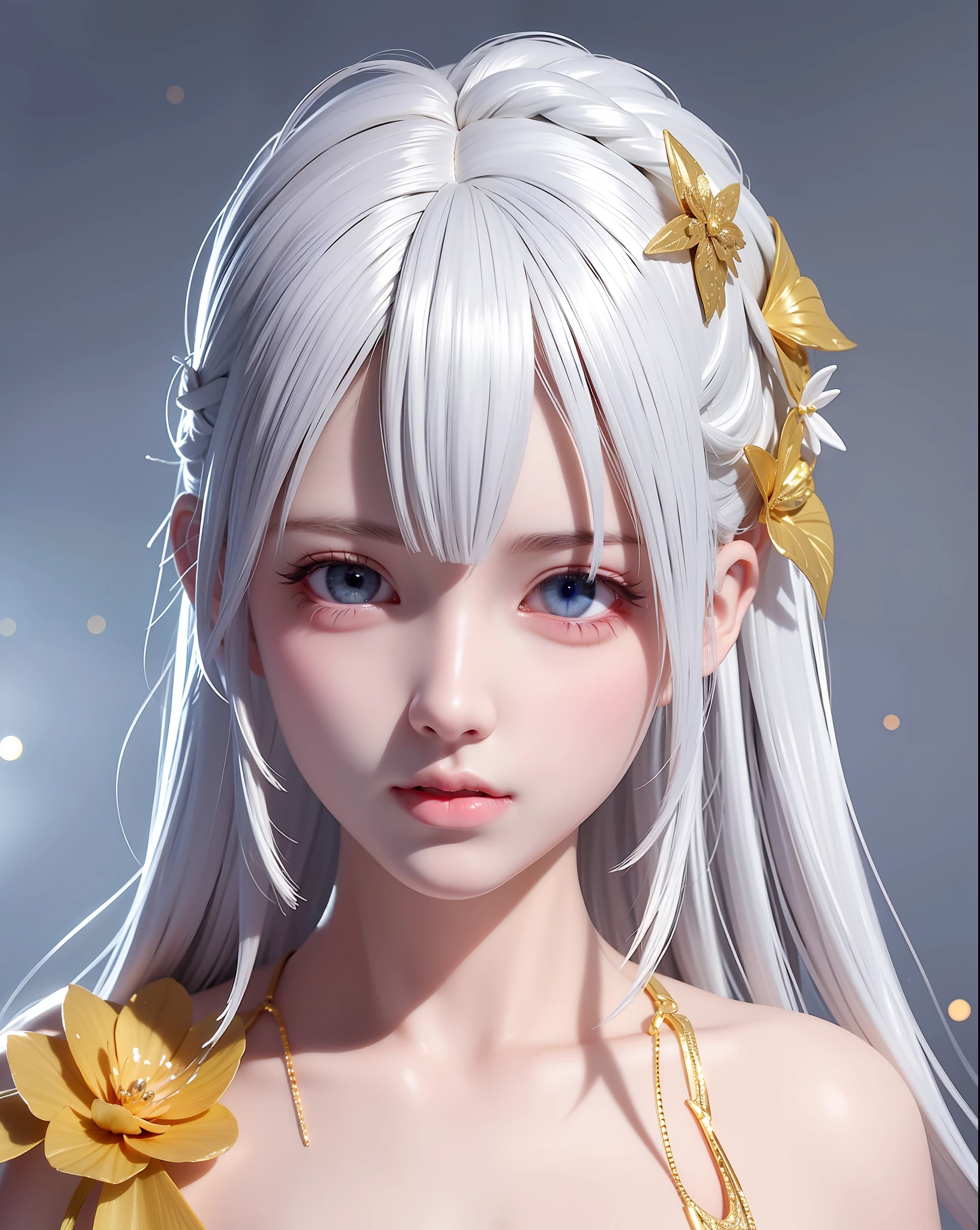 white hair cold yellow eyes beautiful
