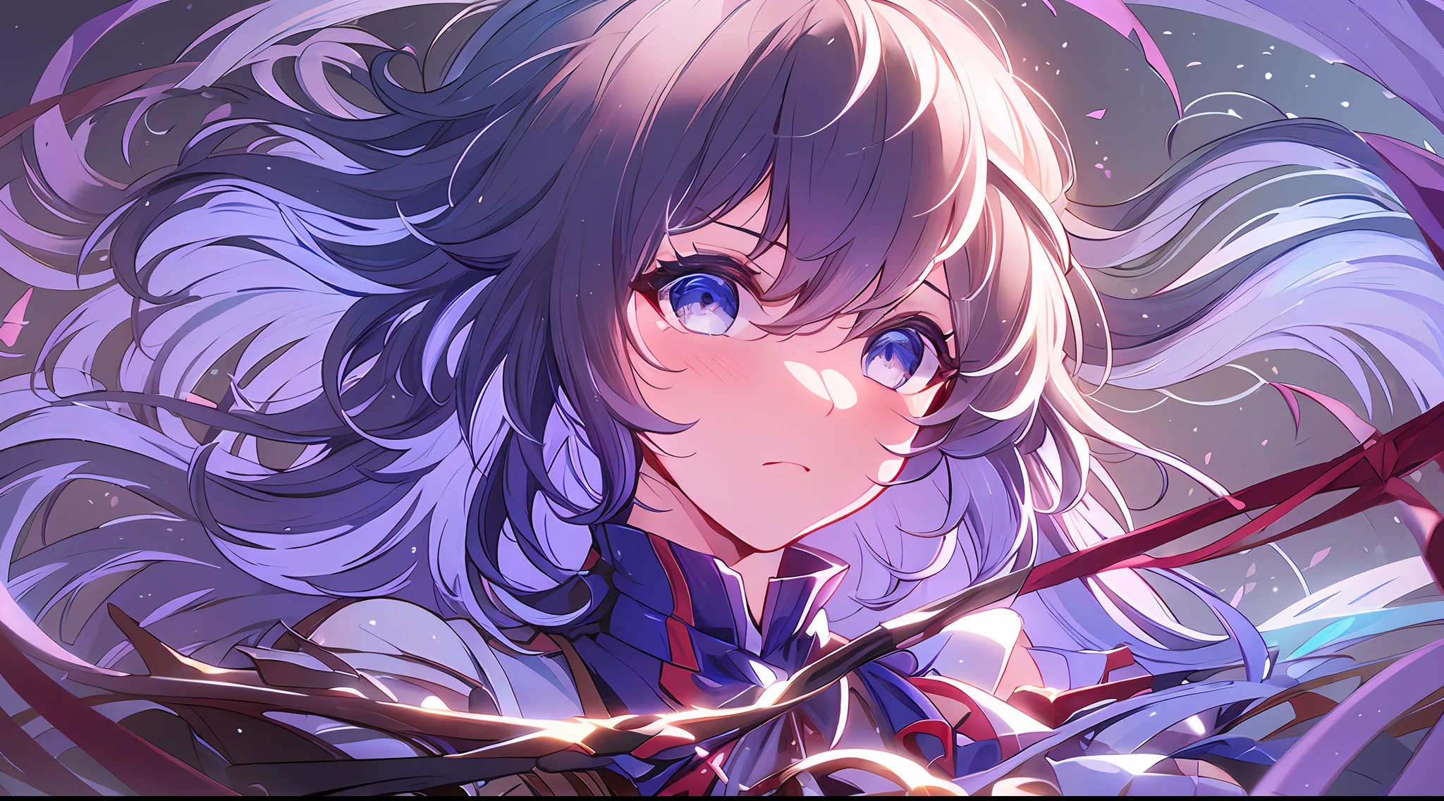 anime frame, combat, power, magic, princess, knight, fire, highly detailed, masterpiece, Illustrations, black ribbon, beautiful details glowing light, hair between eyes, bow tie, best quality, extremely detailed CG Unity 8k wallpaper, beautiful detailed white gloves, side blunt bangs, {{{striped hair}}}}, blood on face, blush, war, (masterpiece, best quality, super detailed, fantasy, illustration: 1.3), well-designed features, beyond reality, {{best quality}}, {{ Masterpiece}}, {{Ultra Detail}}, {Illustration}, {Detailed Light}, {Extremely Delicate and Beautiful}, Depth of Field