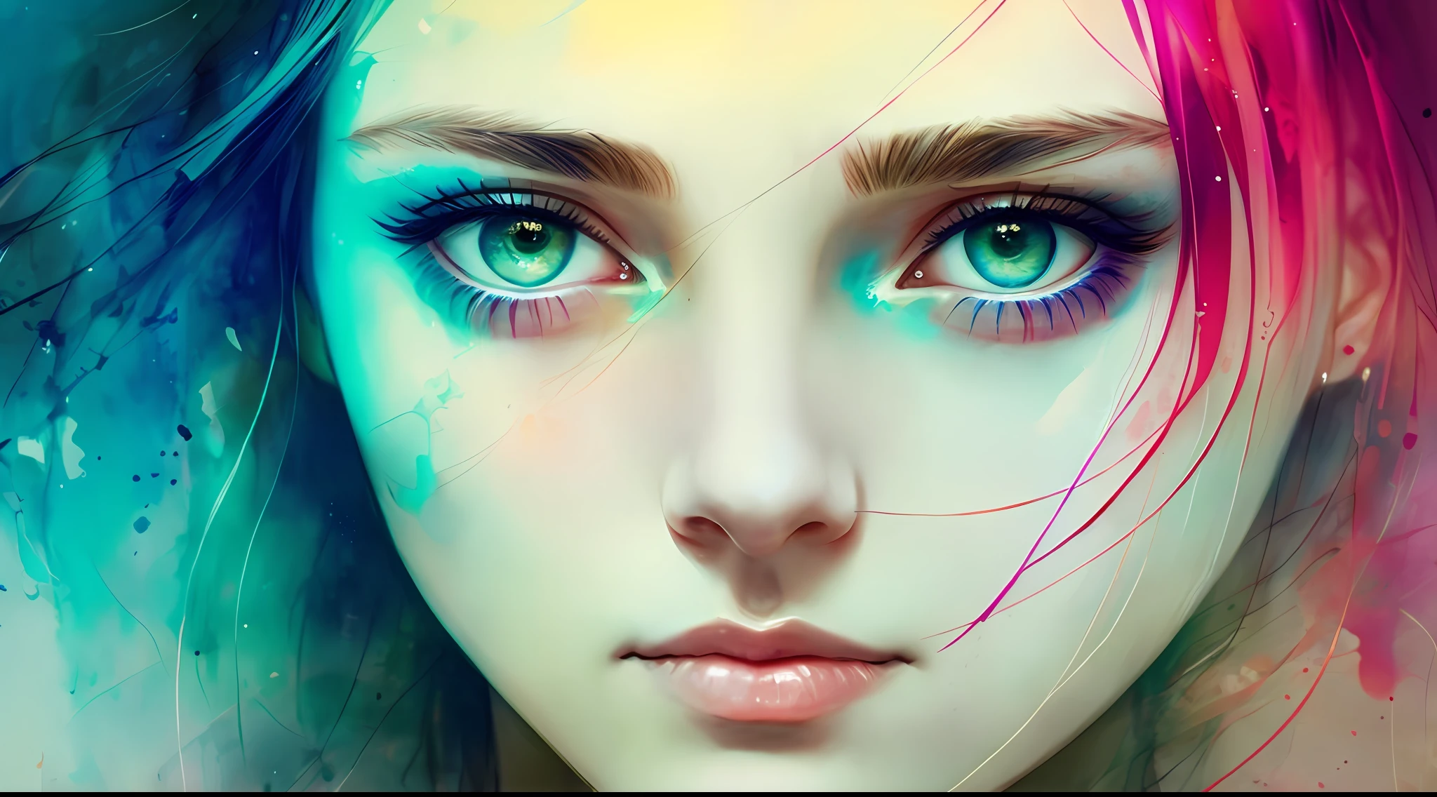a woman by agnes cecile, luminous design, pastel colours, ink drips, autumn lights