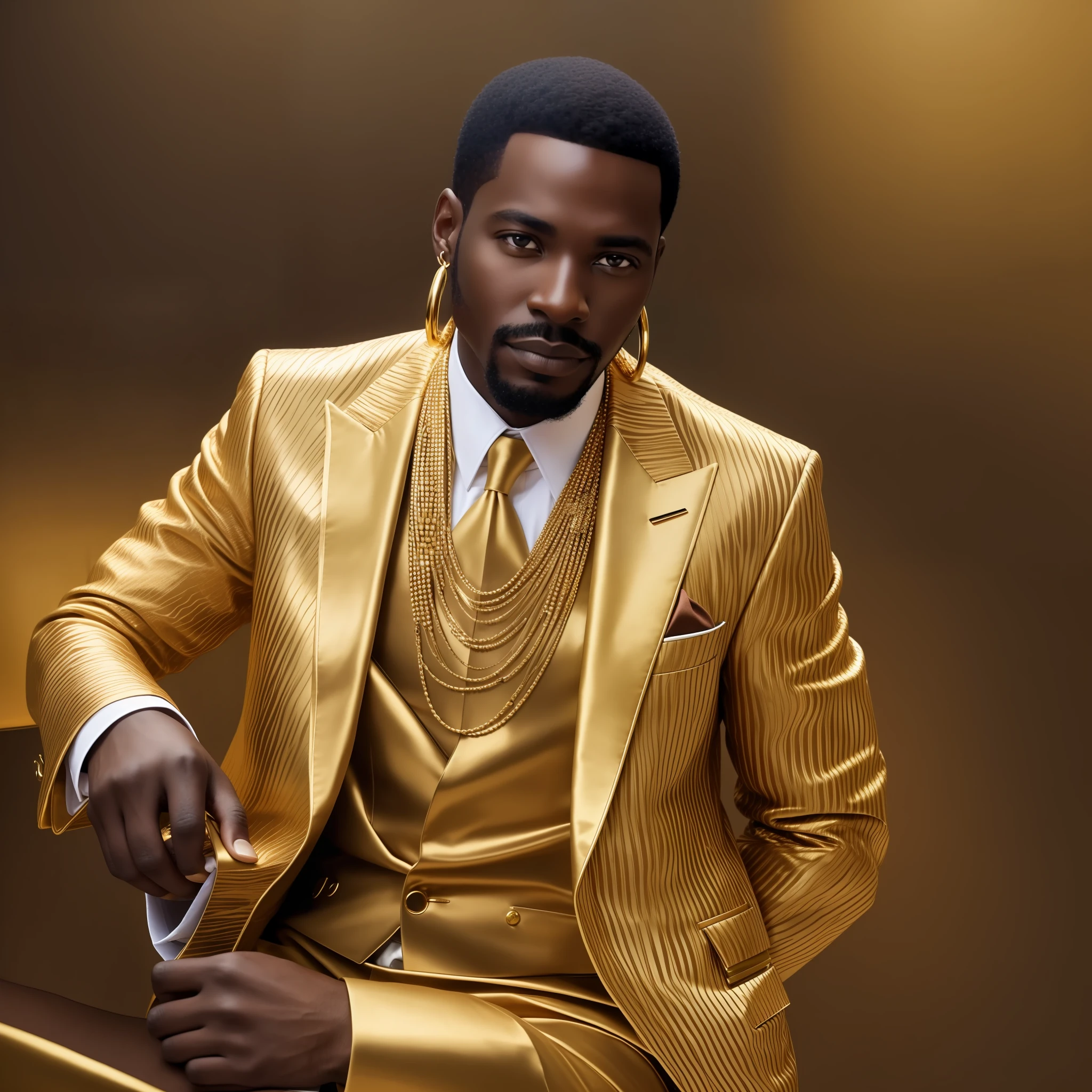 African man in suit in a luxury hotel wearing gold jewelry --auto --s2