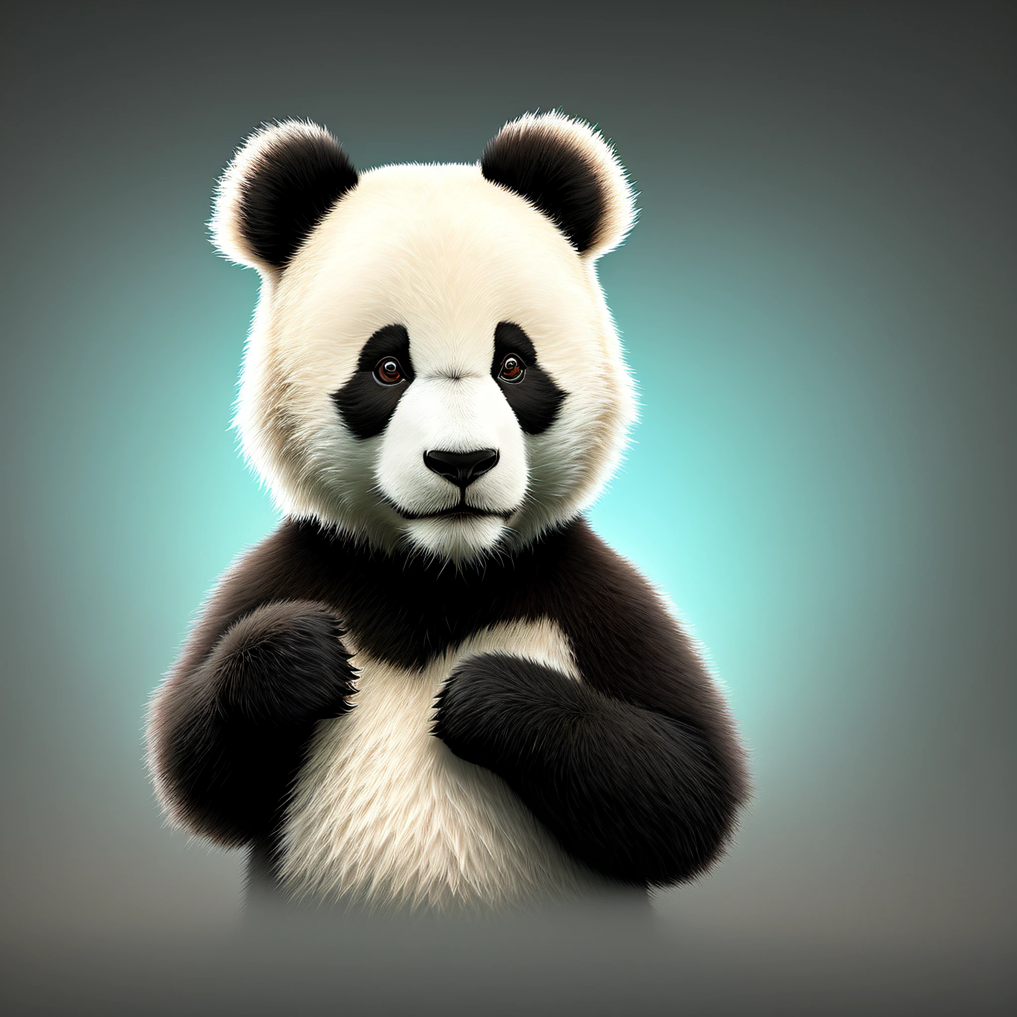 Realistic panda, Atomic Heart, game style, cyber atmosphere, 4k ultra, epic realistic, faded, ((neutral colors)), art, complex background, rutkowski