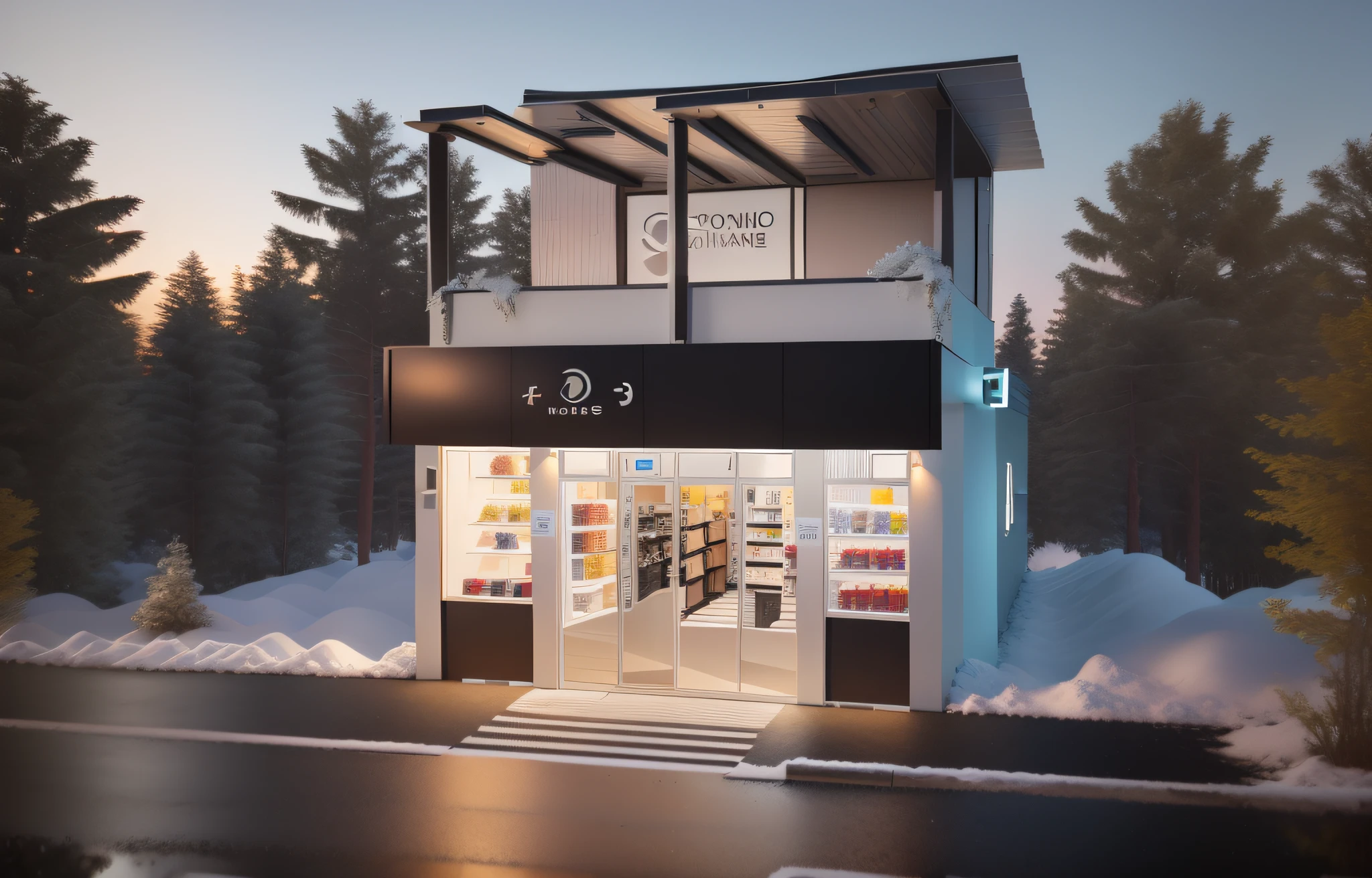 rendering of a small store with a roof over the entrance, rendered, rendered 3d model, sketch - up, front-view, pre-rendered, 3 d rendering, 3d rendering, front perspective, conceptual rendering, 3d rendered model, a digital rendering, orthographic 3d rendering, modern lush condo as shopfront, frontview, detailed rendering
