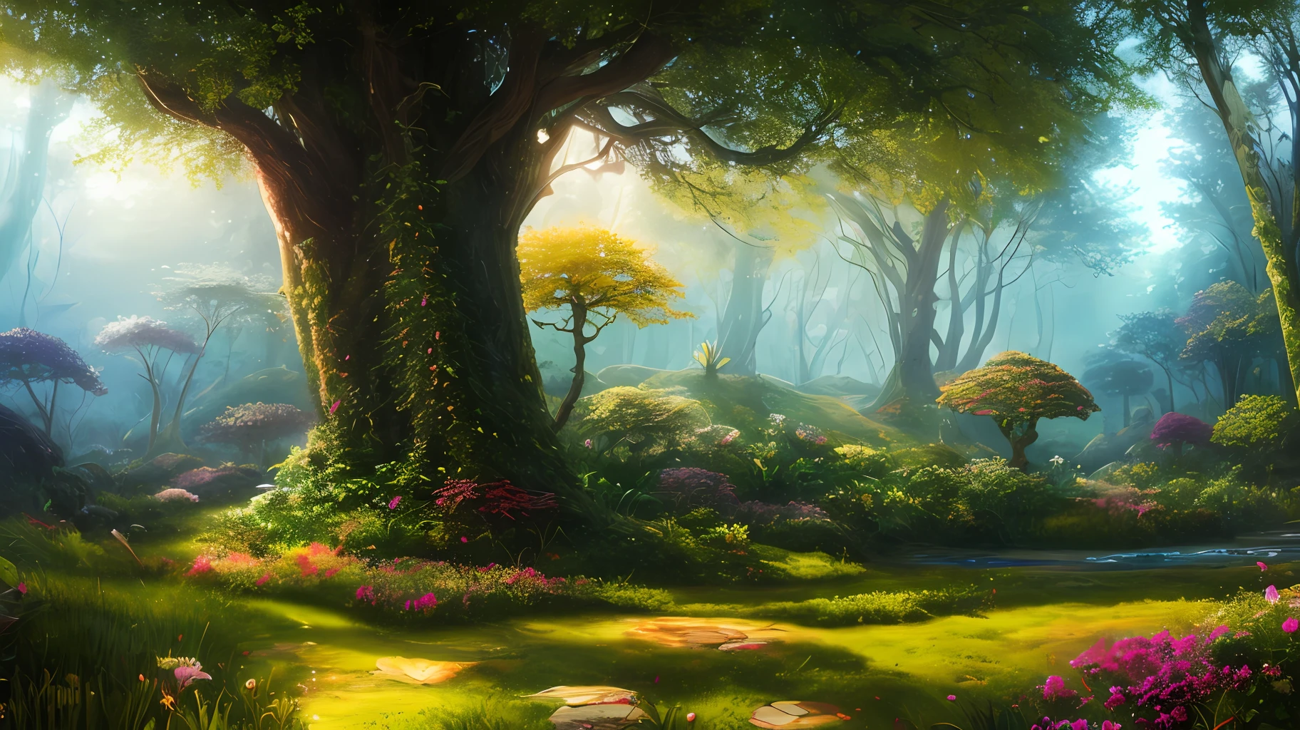 masterpiece, best quality, high quality,extremely detailed CG unity 8k wallpaper, An enchanting and dreamy scene of a fantasy forest, with towering trees, glowing mushrooms, and hidden fairy glens, creating a sense of mystique and enchantment, artstation, digital illustration, intricate, trending, pastel colors, oil paiting, award winning photography, Bokeh, Depth of Field, HDR, bloom, Chromatic Aberration ,Photorealistic,extremely detailed, trending on artstation, trending on CGsociety, Intricate, High Detail, dramatic, art by midjourney