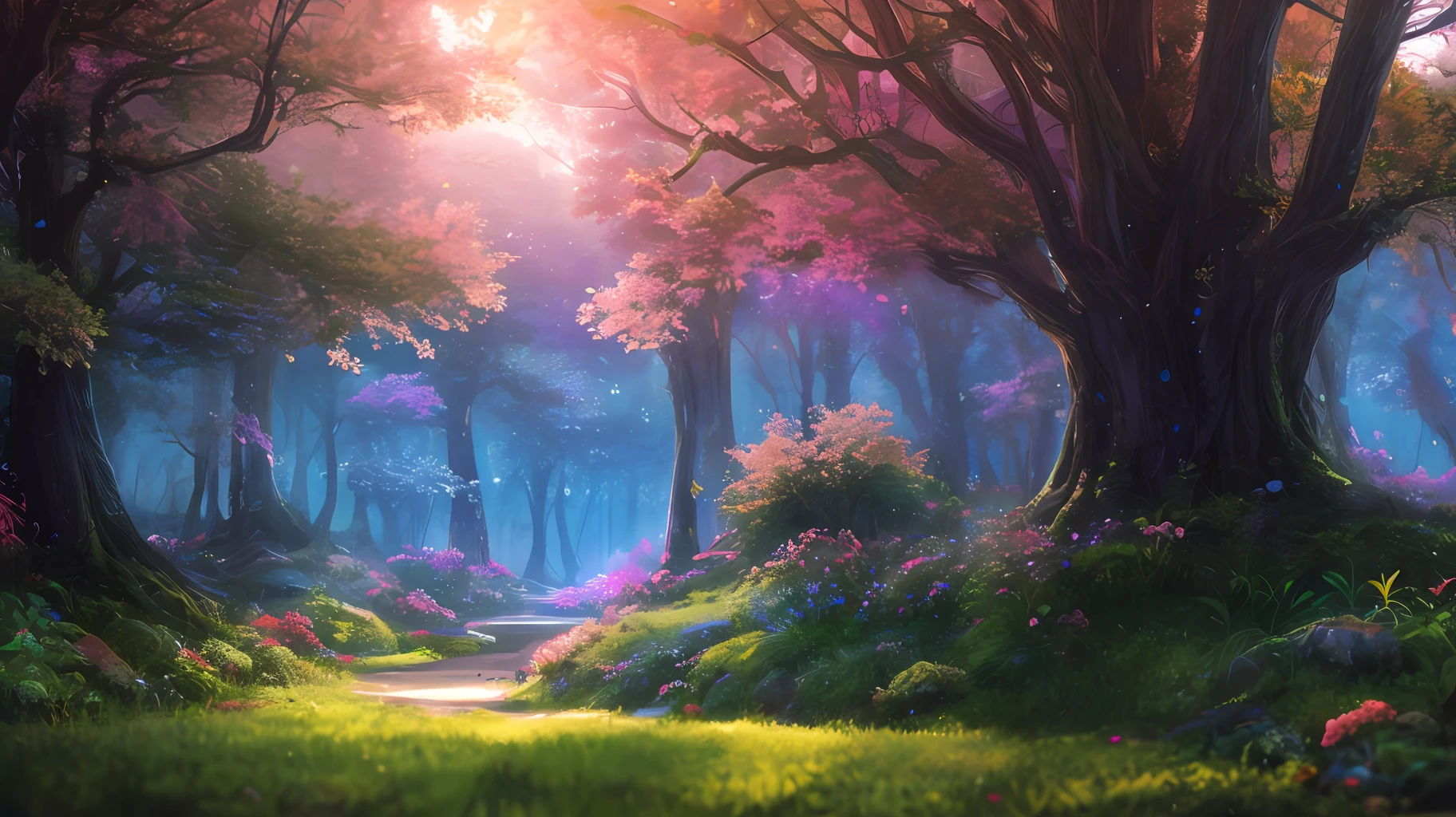 masterpiece, best quality, high quality,extremely detailed CG unity 8k wallpaper, An enchanting and dreamy scene of a fantasy forest, with towering trees, glowing mushrooms, and hidden fairy glens, creating a sense of mystique and enchantment, artstation, digital illustration, intricate, trending, pastel colors, oil paiting, award winning photography, Bokeh, Depth of Field, HDR, bloom, Chromatic Aberration ,Photorealistic,extremely detailed, trending on artstation, trending on CGsociety, Intricate, High Detail, dramatic, art by midjourney