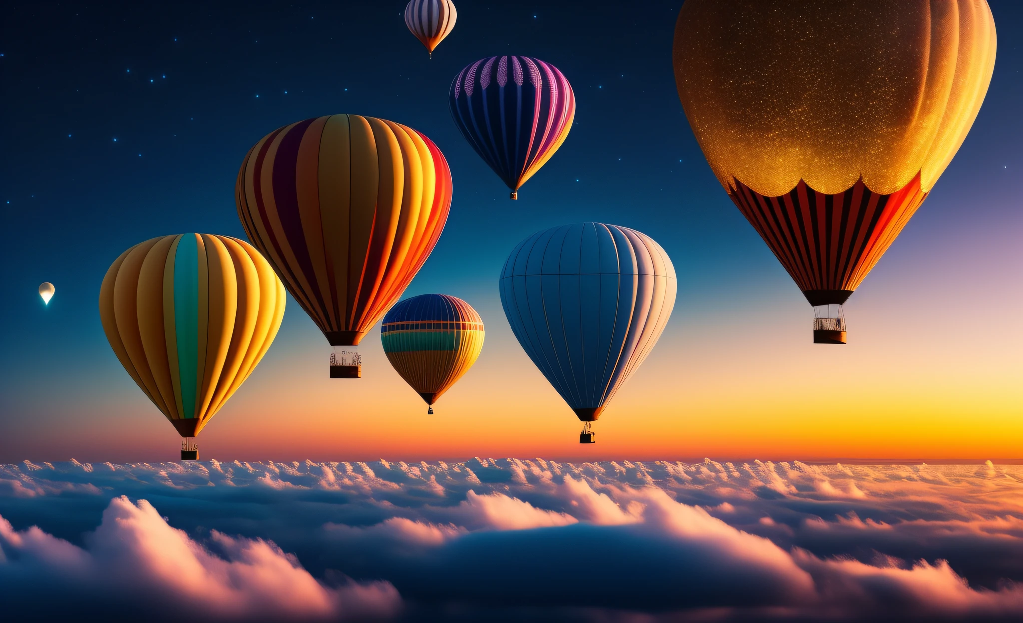 Step into a realm of ethereal beauty as you gaze upon a breathtaking photograph of small heart-shaped bioluminescent balloons floating above the clouds. This captivating image showcases a flawless composition, where every element is meticulously placed to create a visually stunning masterpiece. The intricate details of the balloons are brought to life with exceptional clarity, illuminating their enchanting glow against the backdrop of the sky. The composition adheres to the principles of the golden ratio, ensuring a harmonious and aesthetically pleasing arrangement. This artwork is a true testament to creativity and imagination, captivating viewers with its otherworldly charm. The photograph is expertly captured in mesmerizing 4K resolution, allowing every viewer to appreciate the intricate beauty and artistic essence of this scene