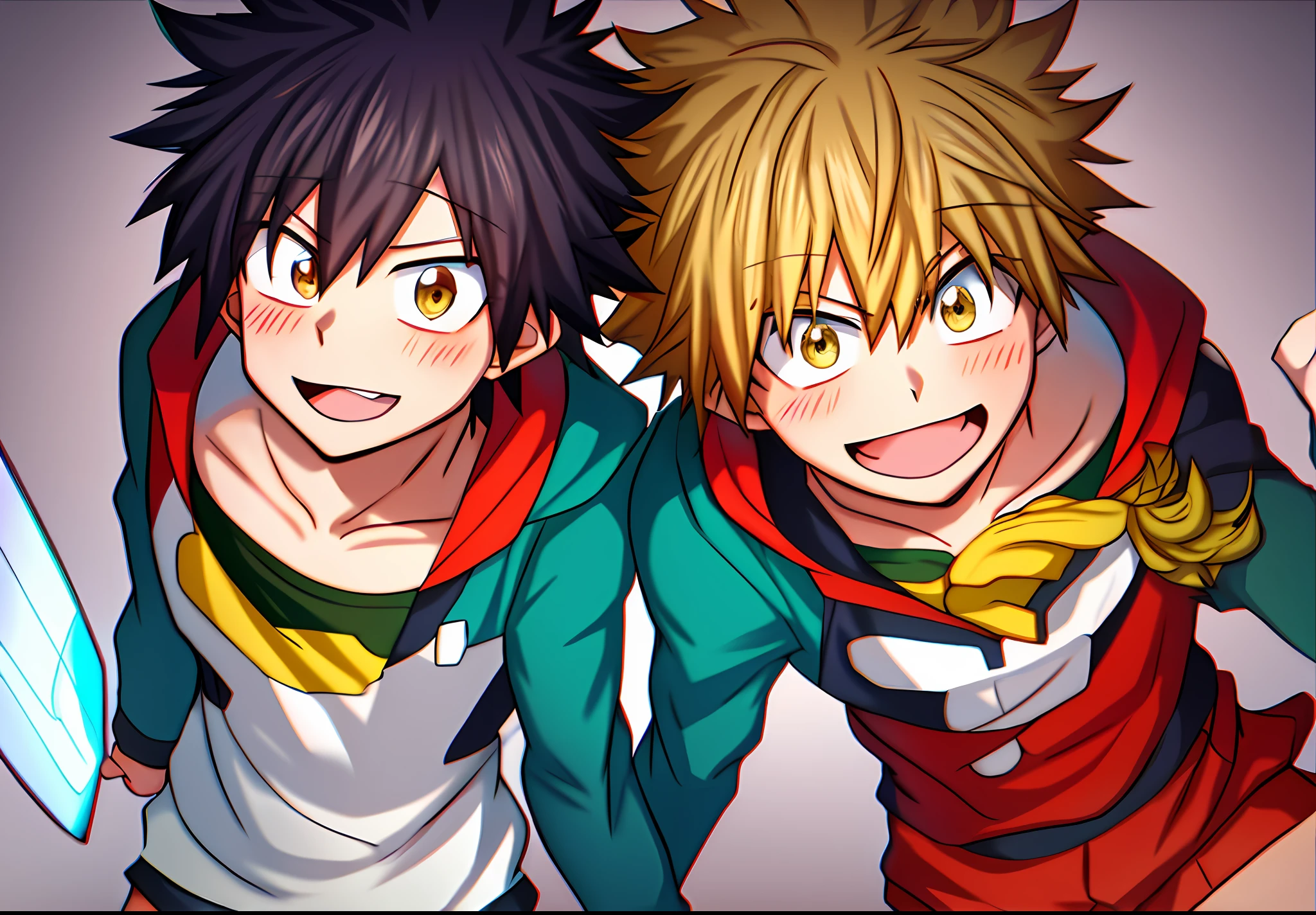 My Hero Academia art style, two people, male focus